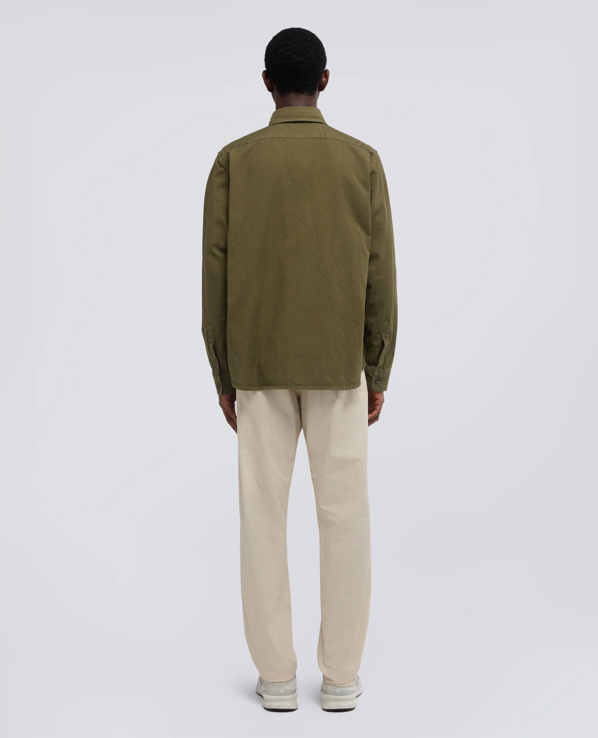 CAMICIA UTILITY IN GABARDINA DI COTONE-LINO - MILITARE - Image 3