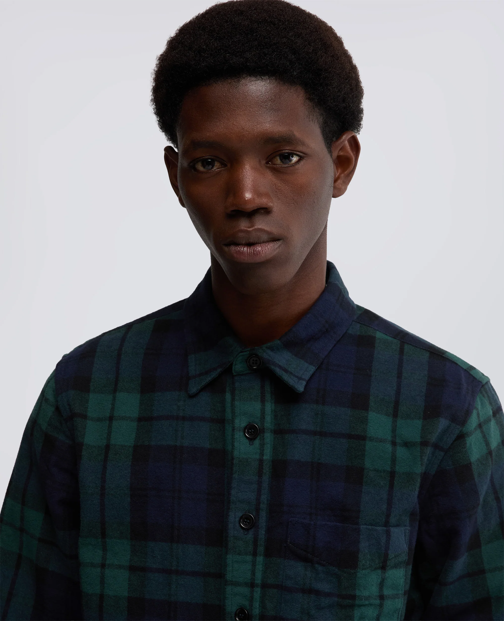 CAMICIA UTILITY IN TWILL DI COTONE - CHECK NAVY - Image 4