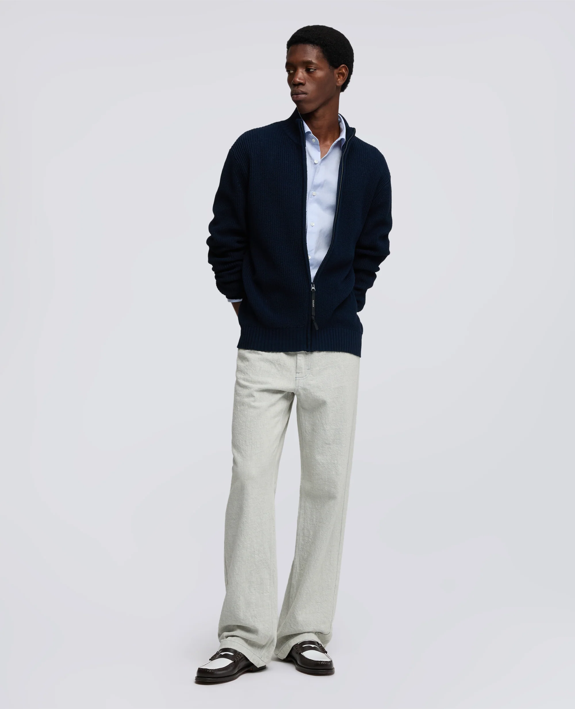 CAMICIA IN PIN POINT CON COLLO FRANCESE - AZZURRO - Image 2