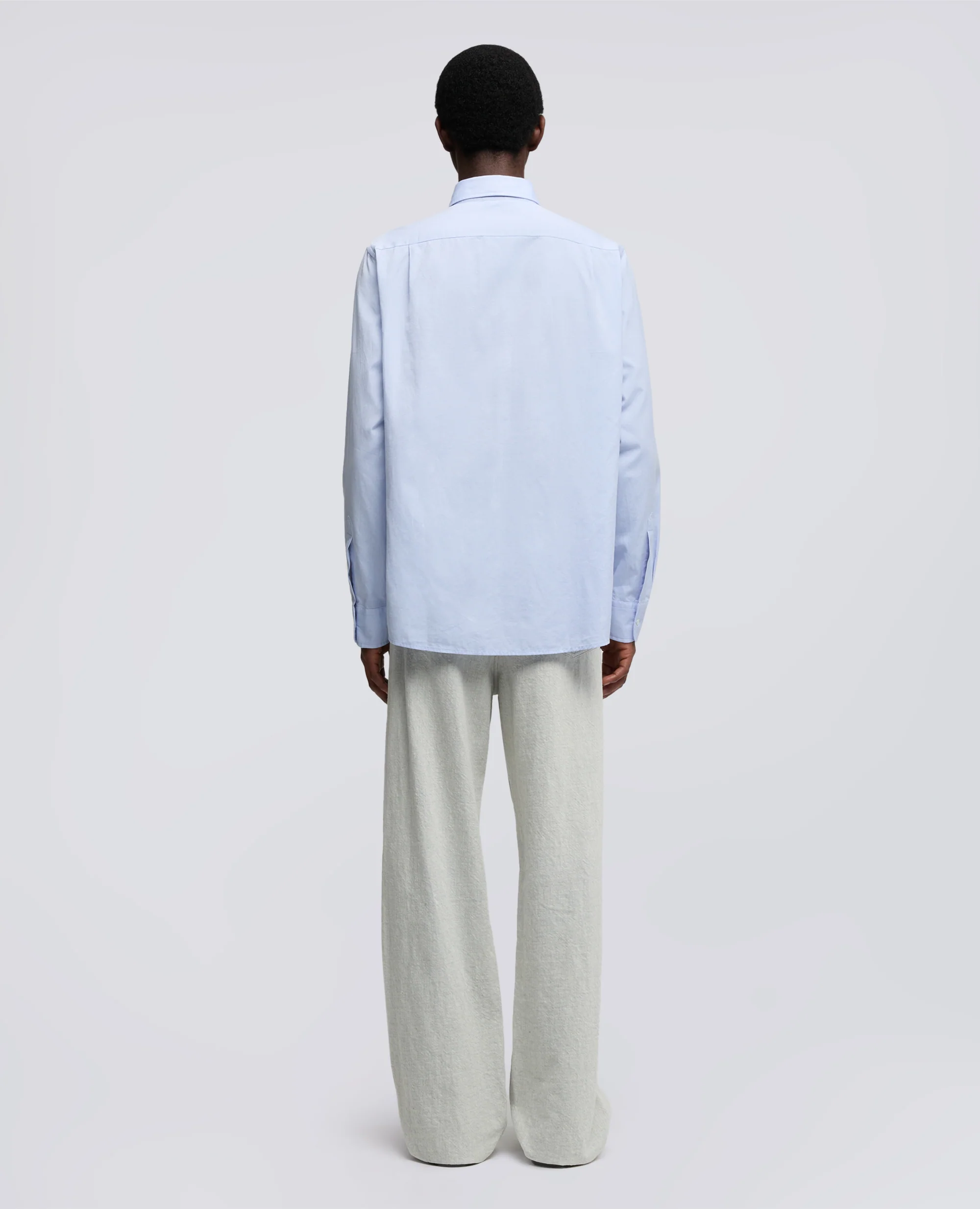 CAMICIA IN PIN POINT CON COLLO FRANCESE - AZZURRO - Image 3
