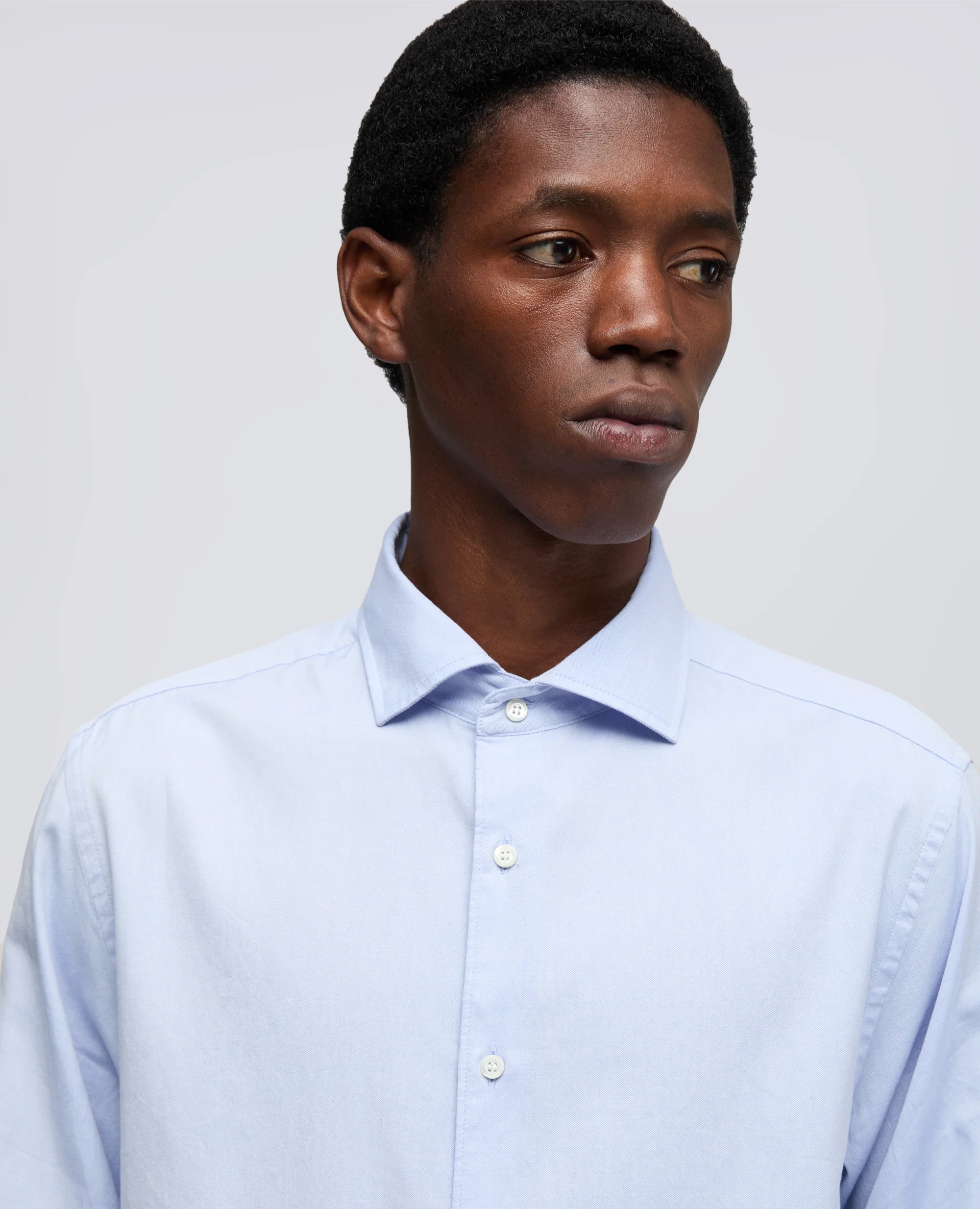 CAMICIA IN PIN POINT CON COLLO FRANCESE - AZZURRO - Image 4