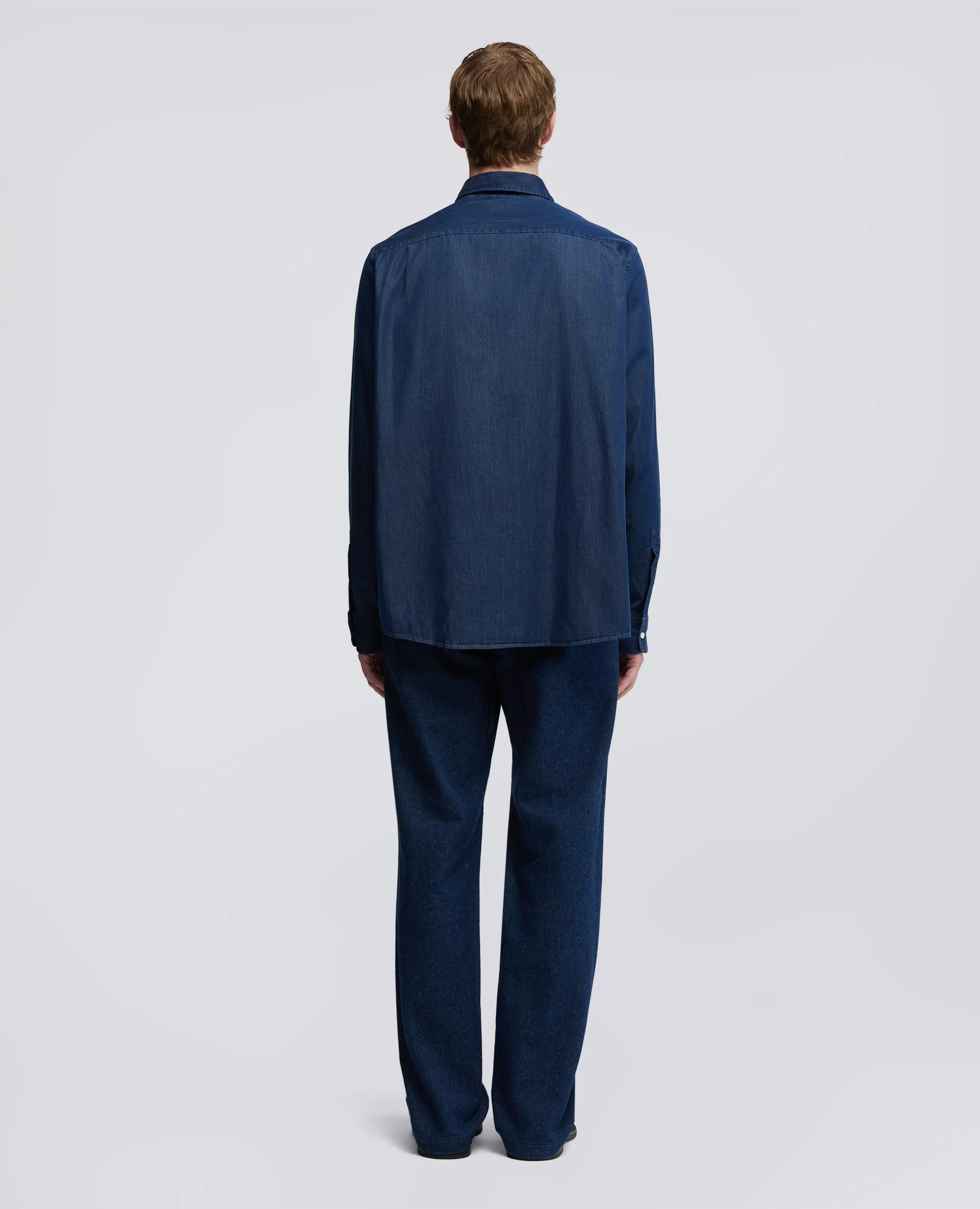 CAMICIA VIC IN MICRO TWILL DI CHAMBRAY - DENIM MEDIO - Image 3