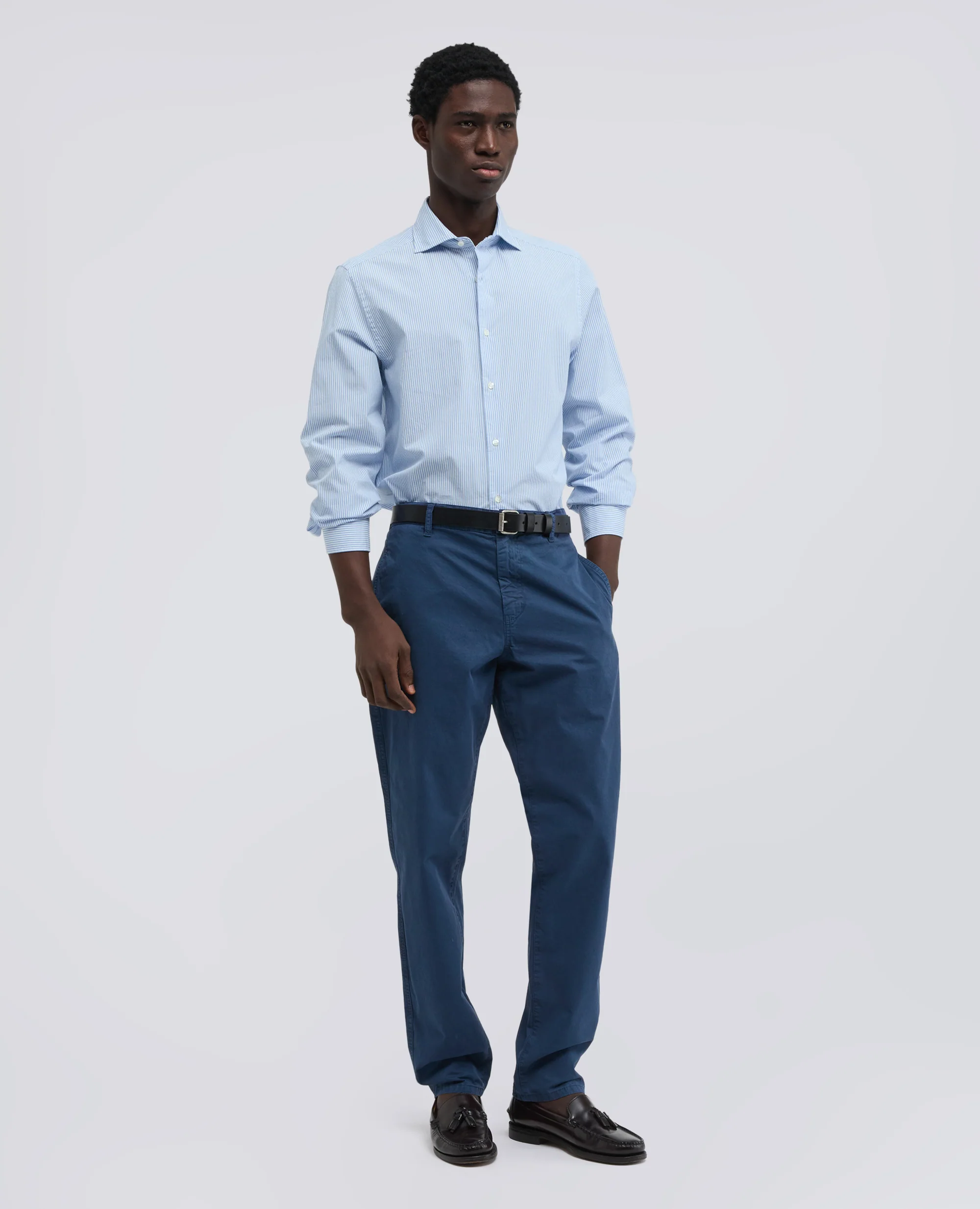 CAMICIA RIGATA CON COLLO FRANCESE - RIGA AZZURRA - Image 2