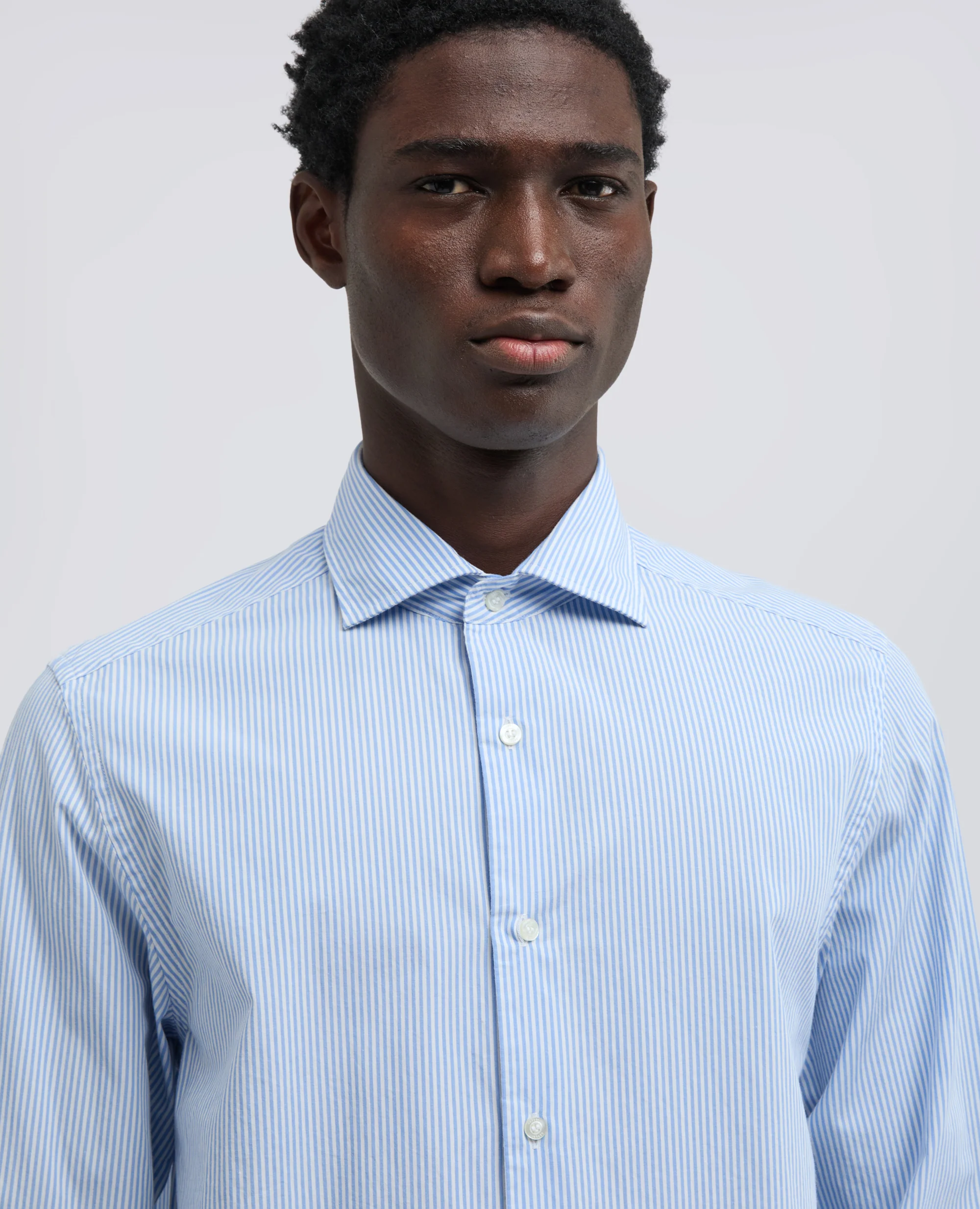 CAMICIA RIGATA CON COLLO FRANCESE - RIGA AZZURRA - Image 4
