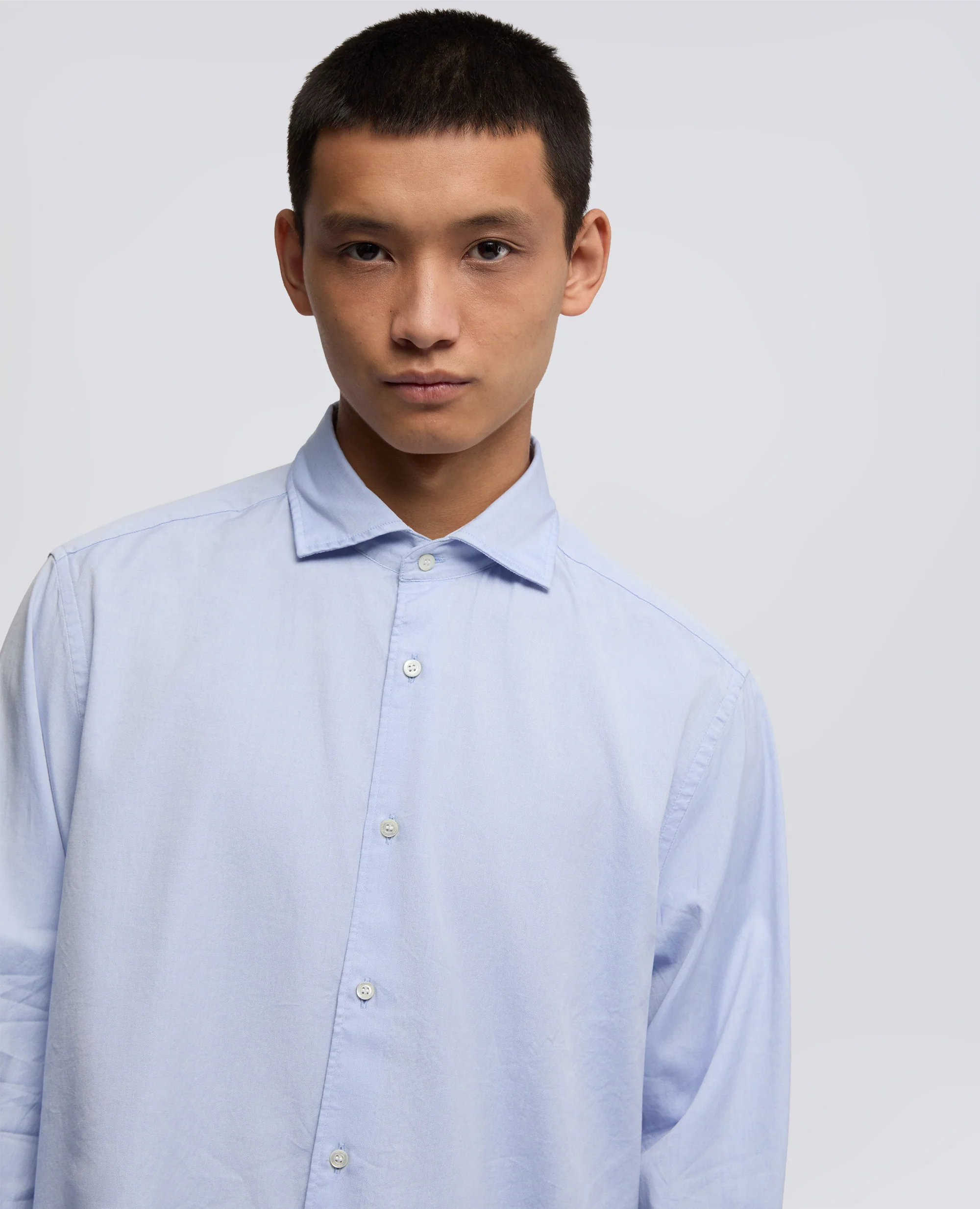 CAMICIA VIC IN PIN POINT DI COTONE - AZZURRO - Image 4