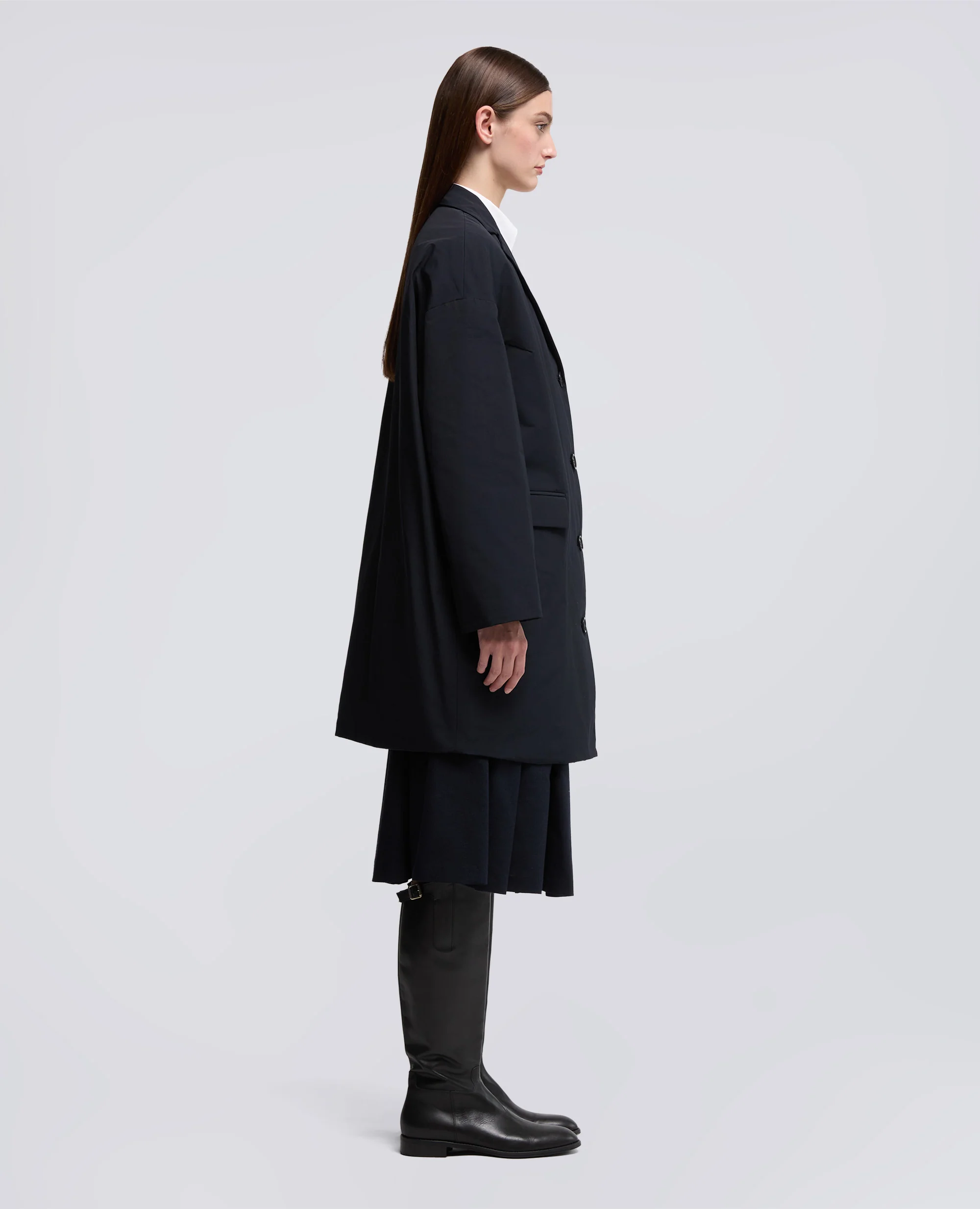 CAPPOTTO CEDRATA IN TELA DI MISTO COTONE - NAVY - Image 4