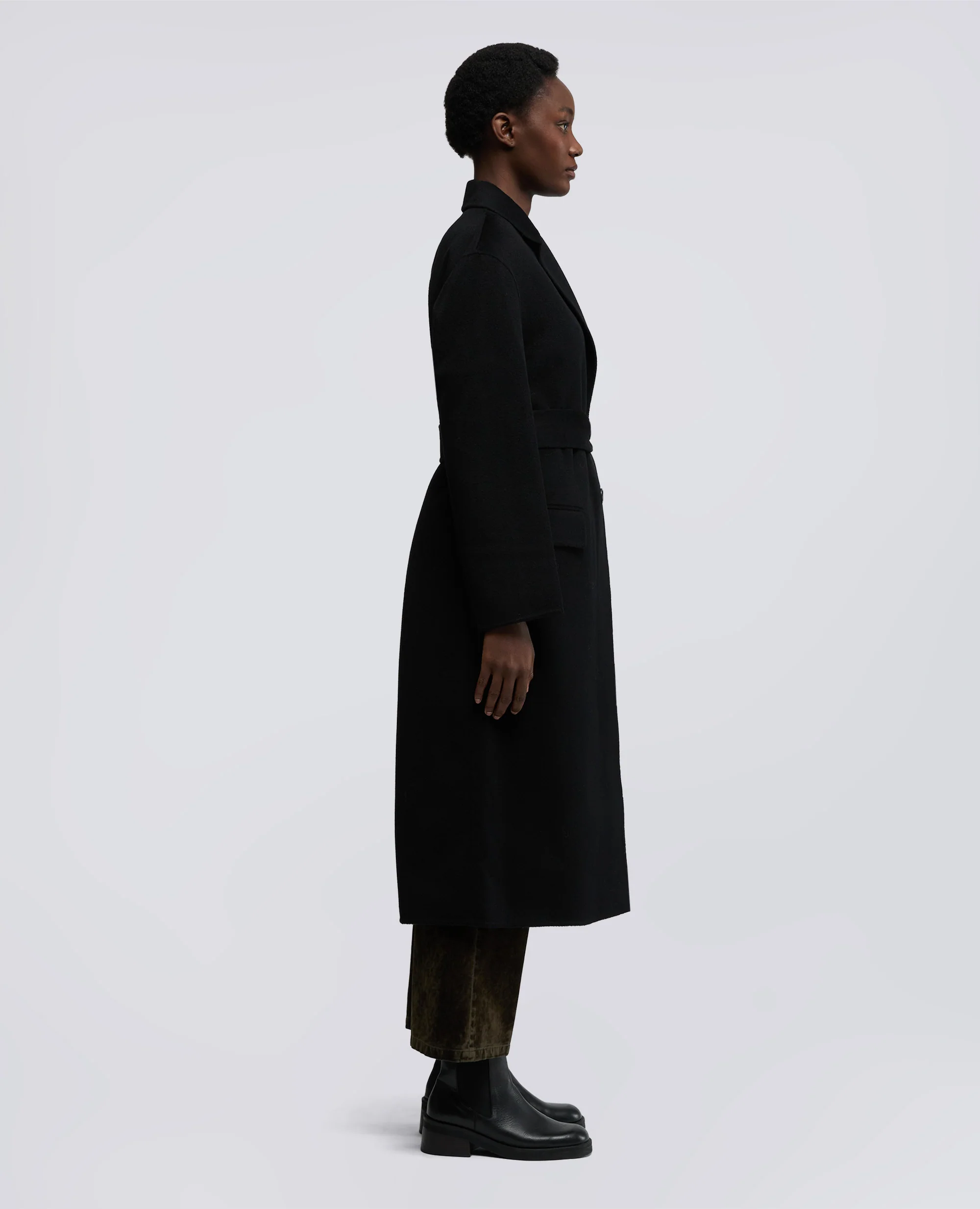 CAPPOTTO IN DOUBLE DI LANA - NERO - Image 4