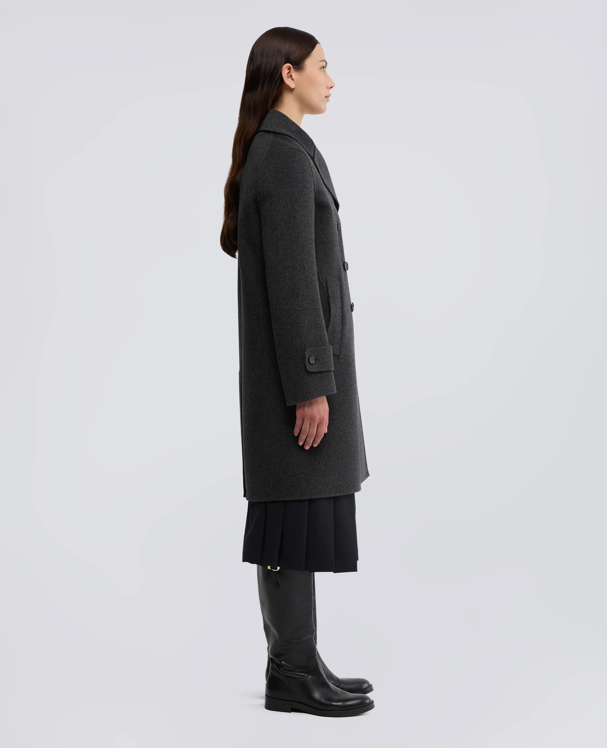 CAPPOTTO IN DOUBLE DI LANA - ANTRACITE - Image 3