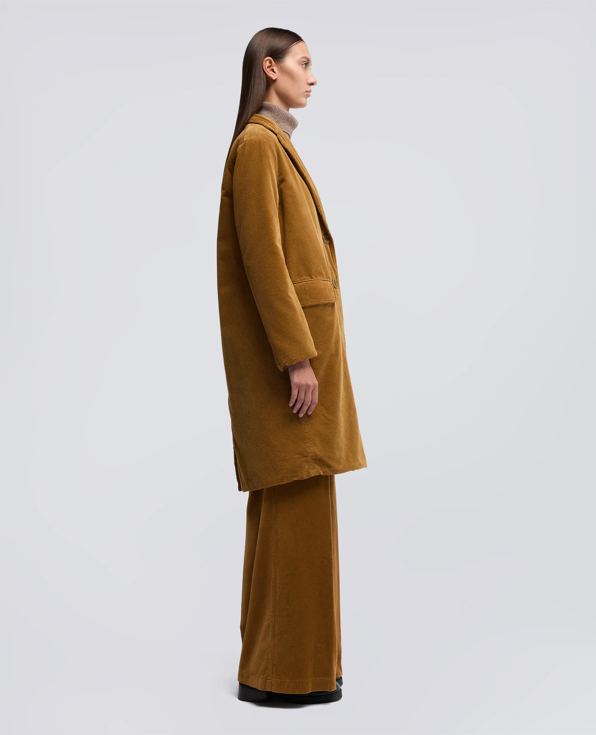 CAPPOTTO IN VELLUTO A COSTE - BISCOTTO - Image 4