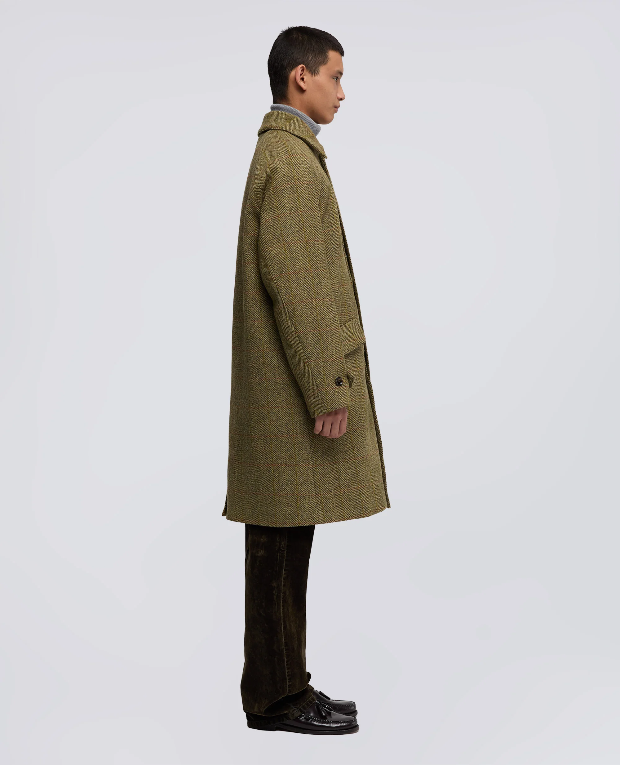 CAPPOTTO WRIGHT IN LANA HARRIS TWEED - SENAPE - Image 4