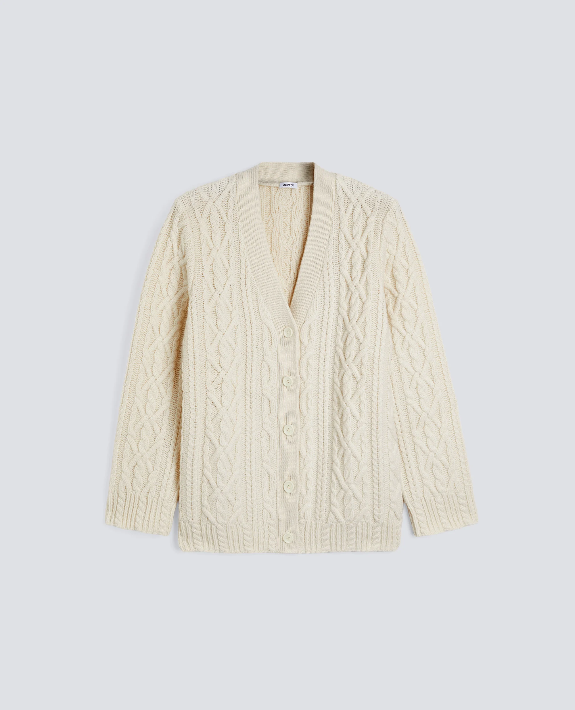 CARDIGAN IN LANA A TRECCE - NATURALE