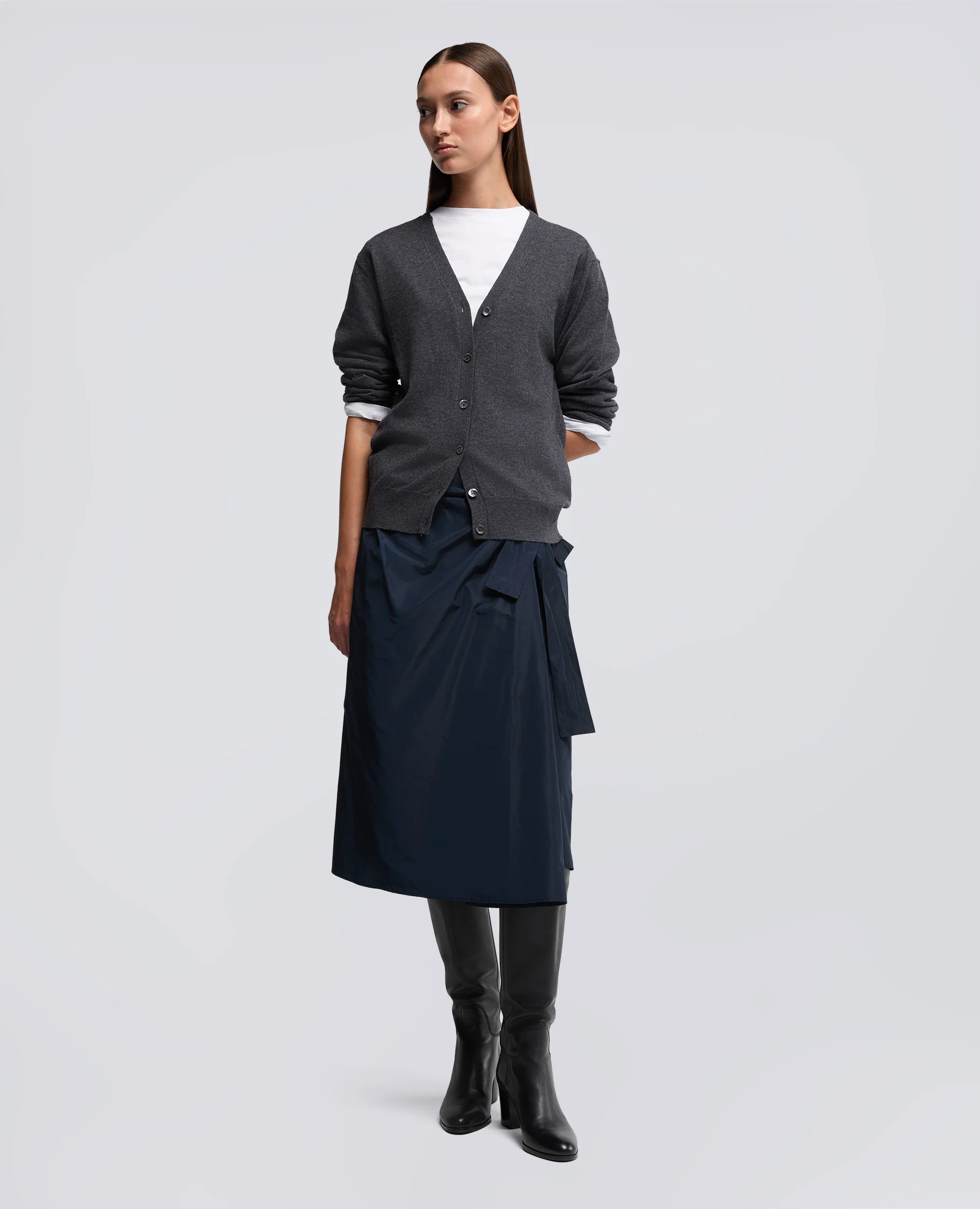 CARDIGAN IN LANA E CASHMERE - ANTRACITE - Image 2