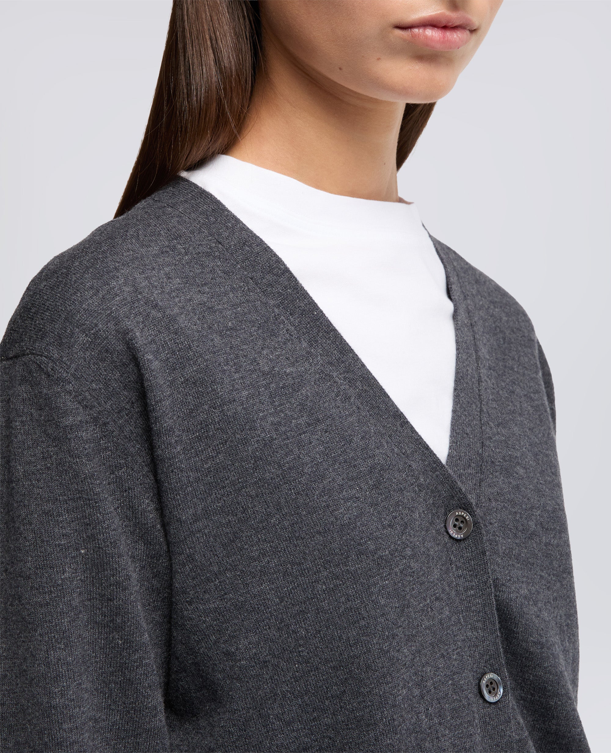 CARDIGAN IN LANA E CASHMERE - ANTRACITE - Image 4