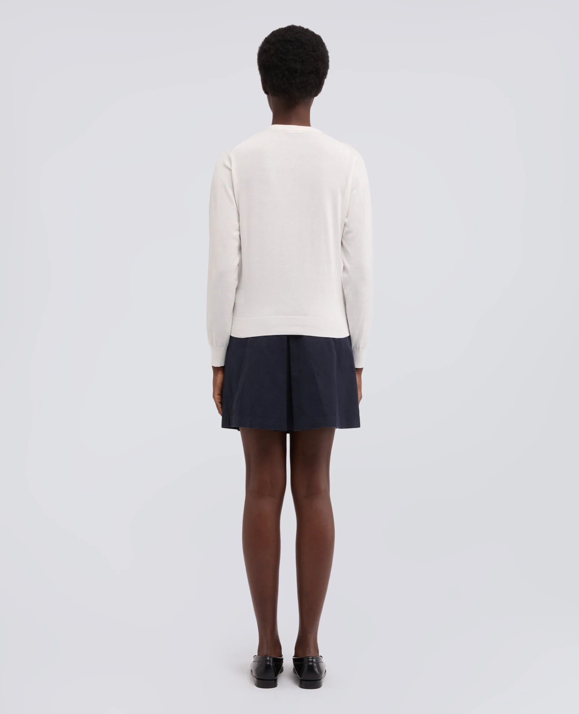 CARDIGAN GIROCOLLO IN COTONE - BIANCO - Image 3