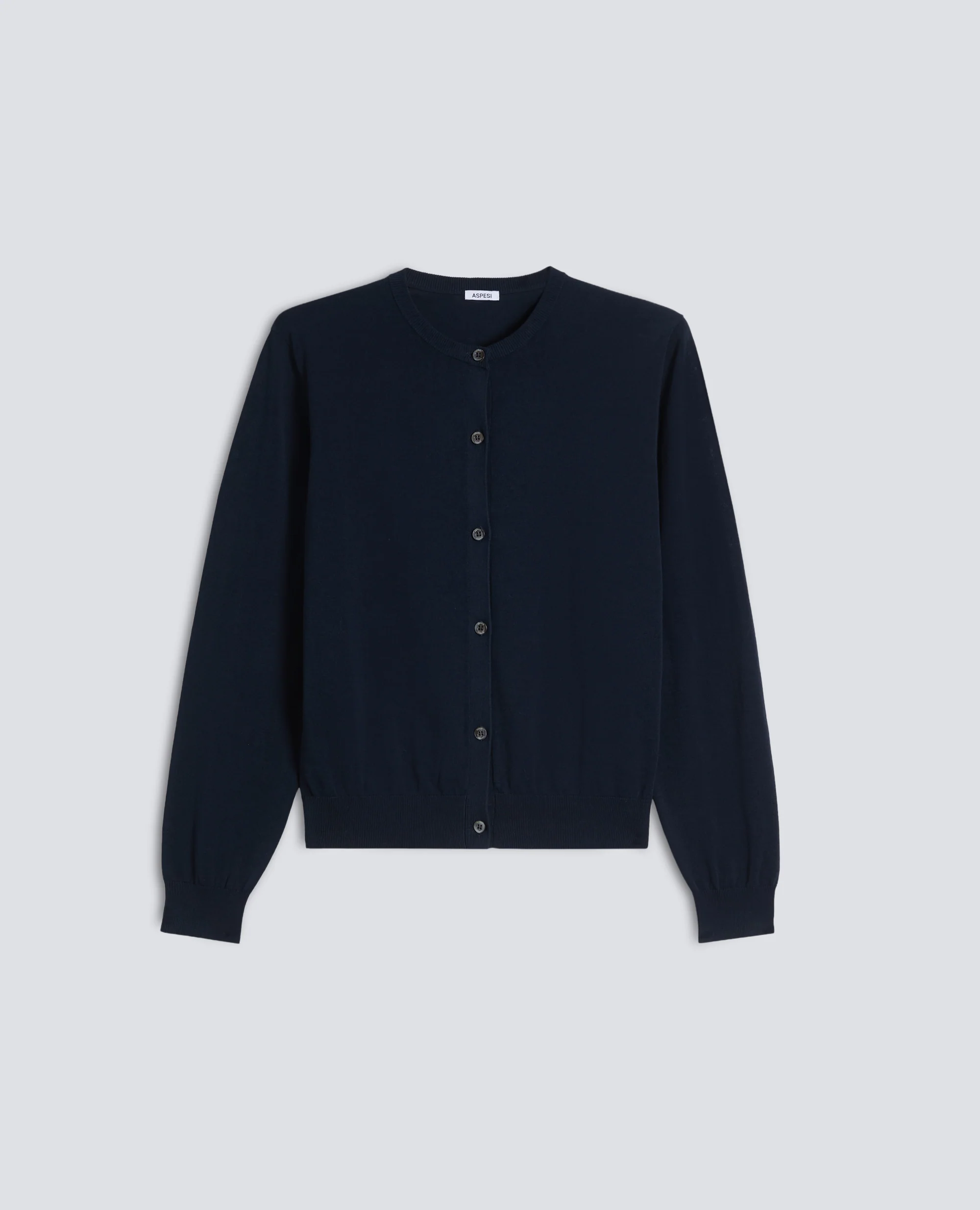 CARDIGAN GIROCOLLO IN COTONE - NAVY