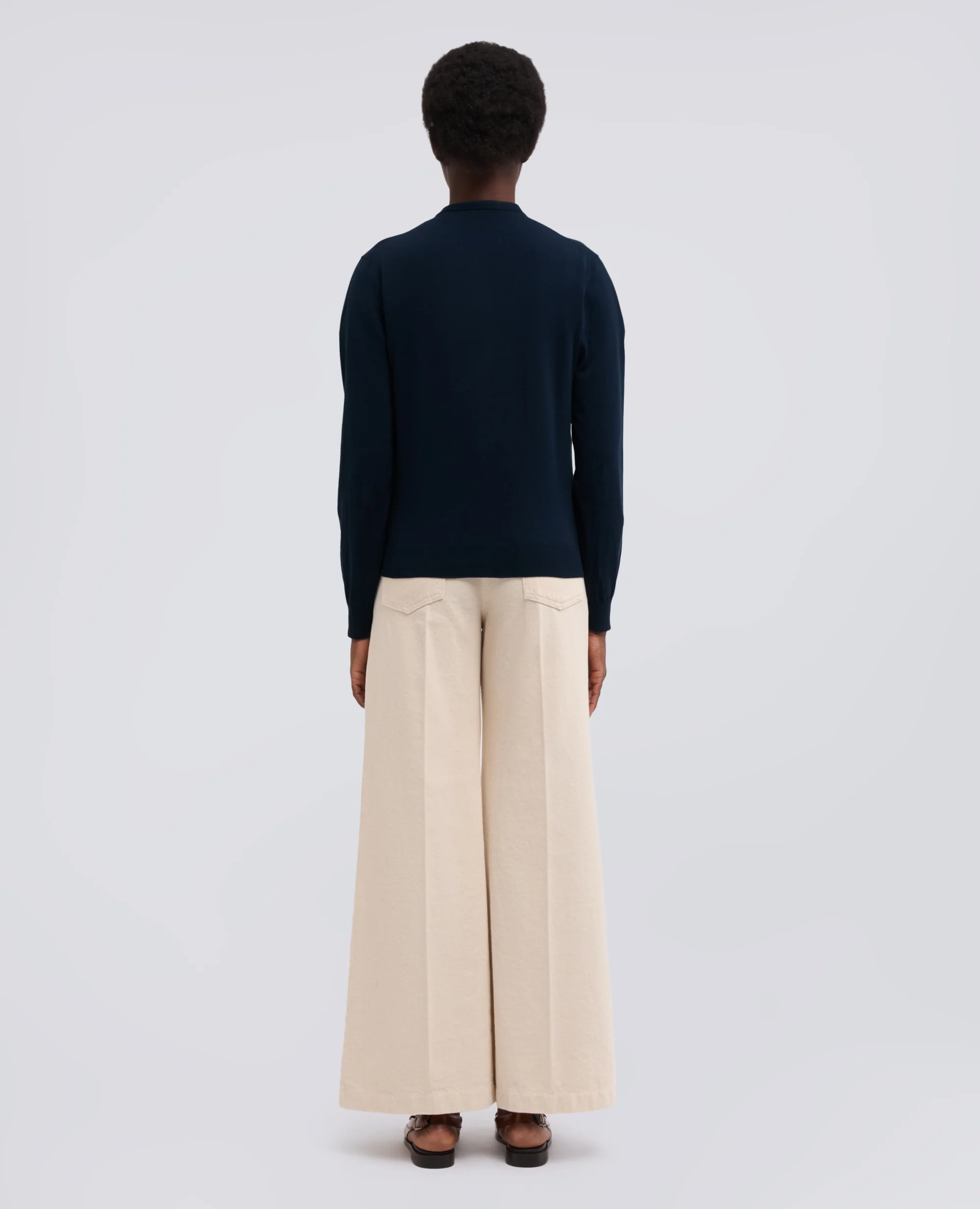 CARDIGAN GIROCOLLO IN COTONE - NAVY - Image 3