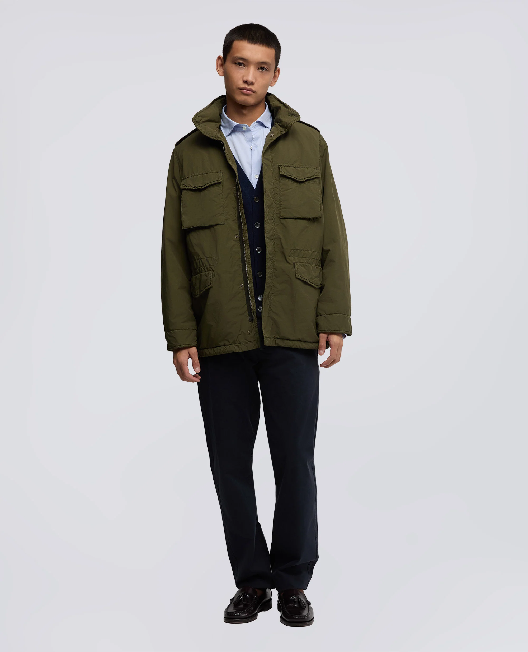 FIELD JACKET NEW CAMP IN NYLON TINTO CAPO - MILITARE - Image 2