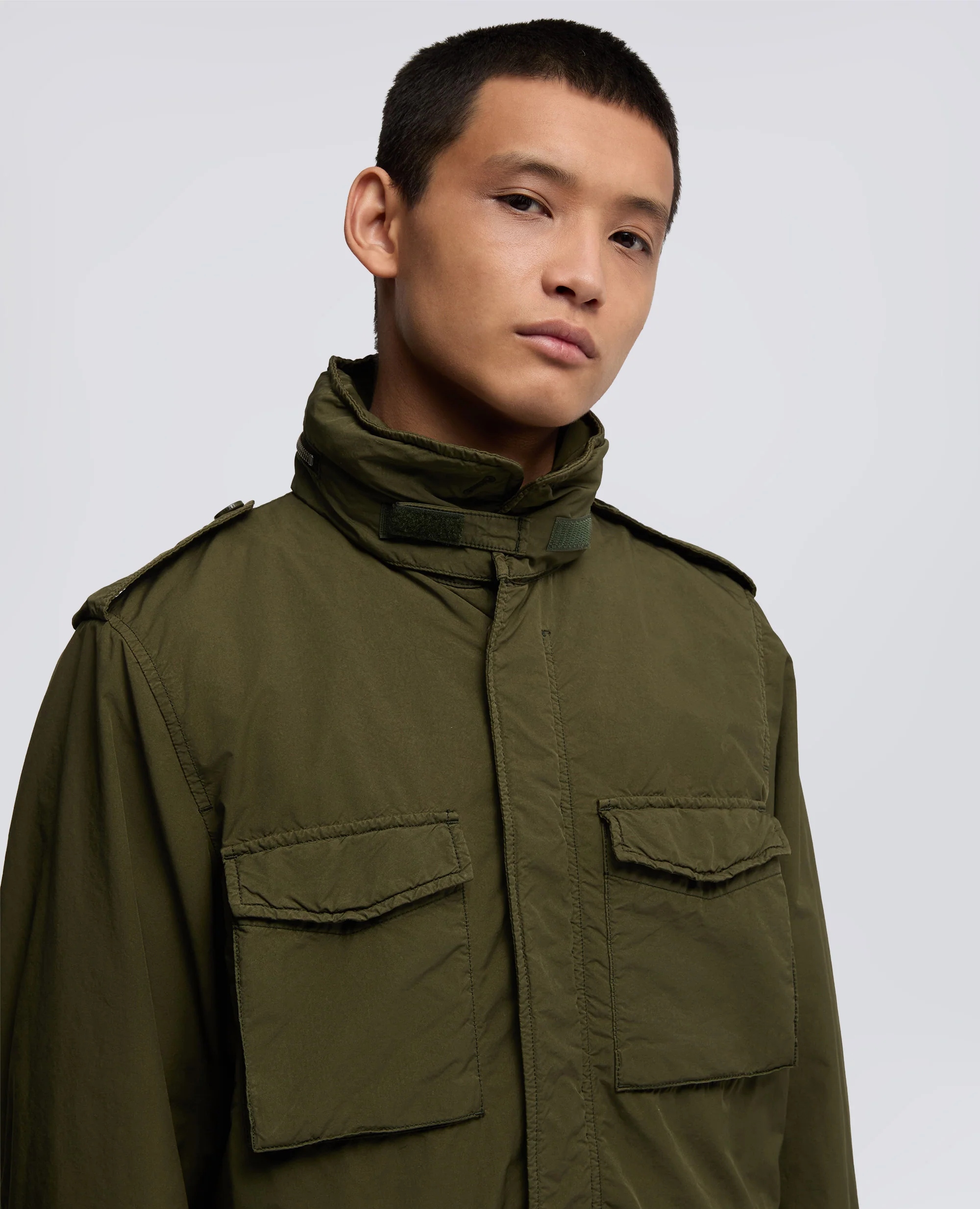 FIELD JACKET NEW CAMP IN NYLON TINTO CAPO - MILITARE - Image 4
