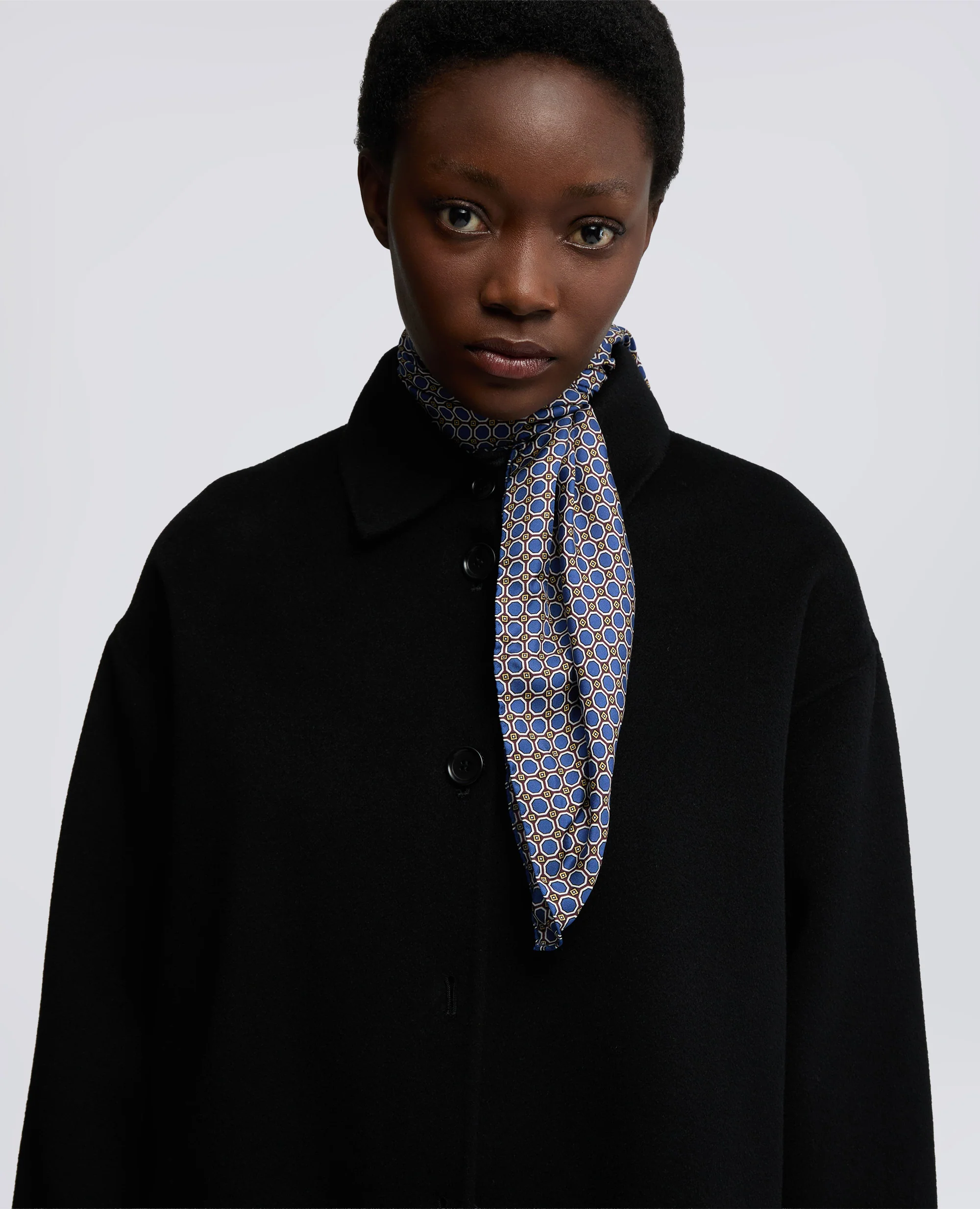 FOULARD IN TWILL DI SETA - MARRONE/BLU - Image 3
