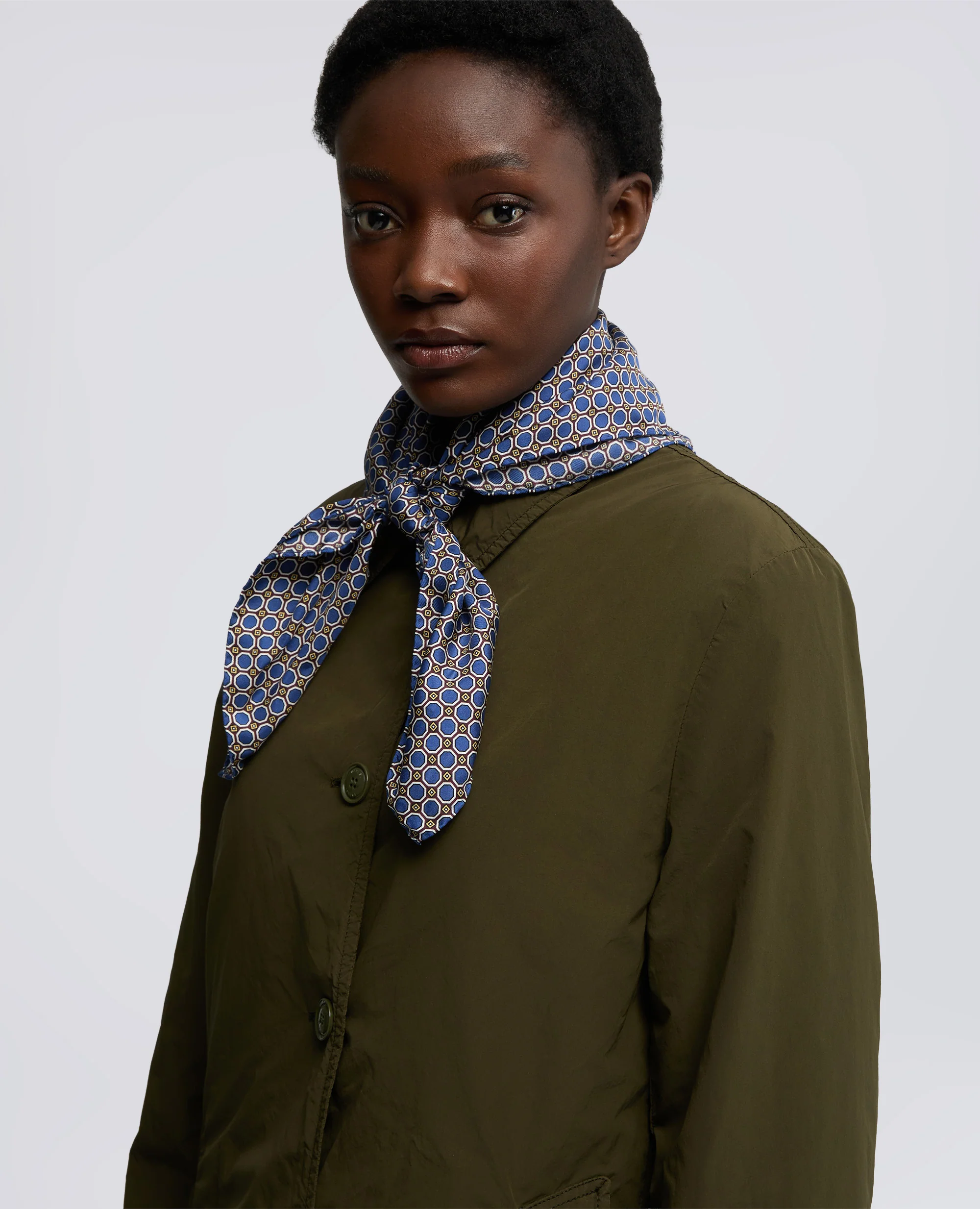 FOULARD IN TWILL DI SETA - MARRONE/BLU - Image 4