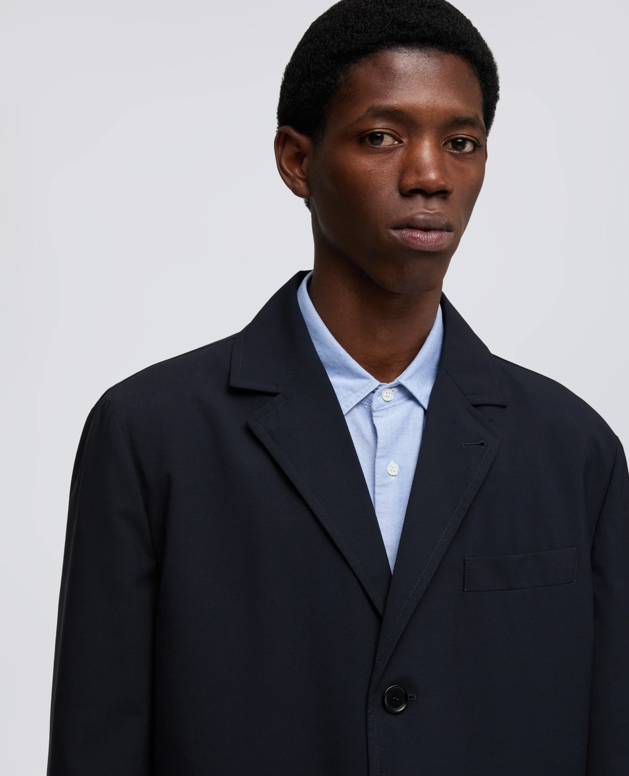 BLAZER IN LANA-POLIESTERE COMFORT - BLU/BLACK - Image 4
