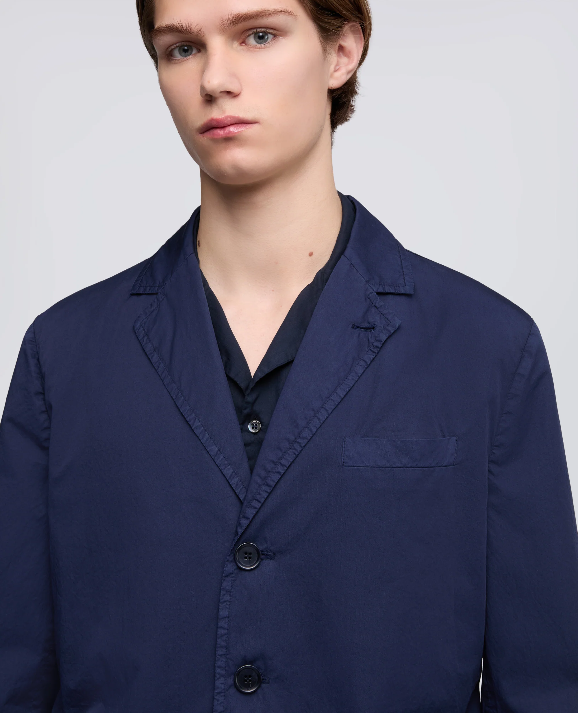 BLAZER IN MICRO TWILL DI COTONE TINTO CAPO - BLUETTE - Image 4