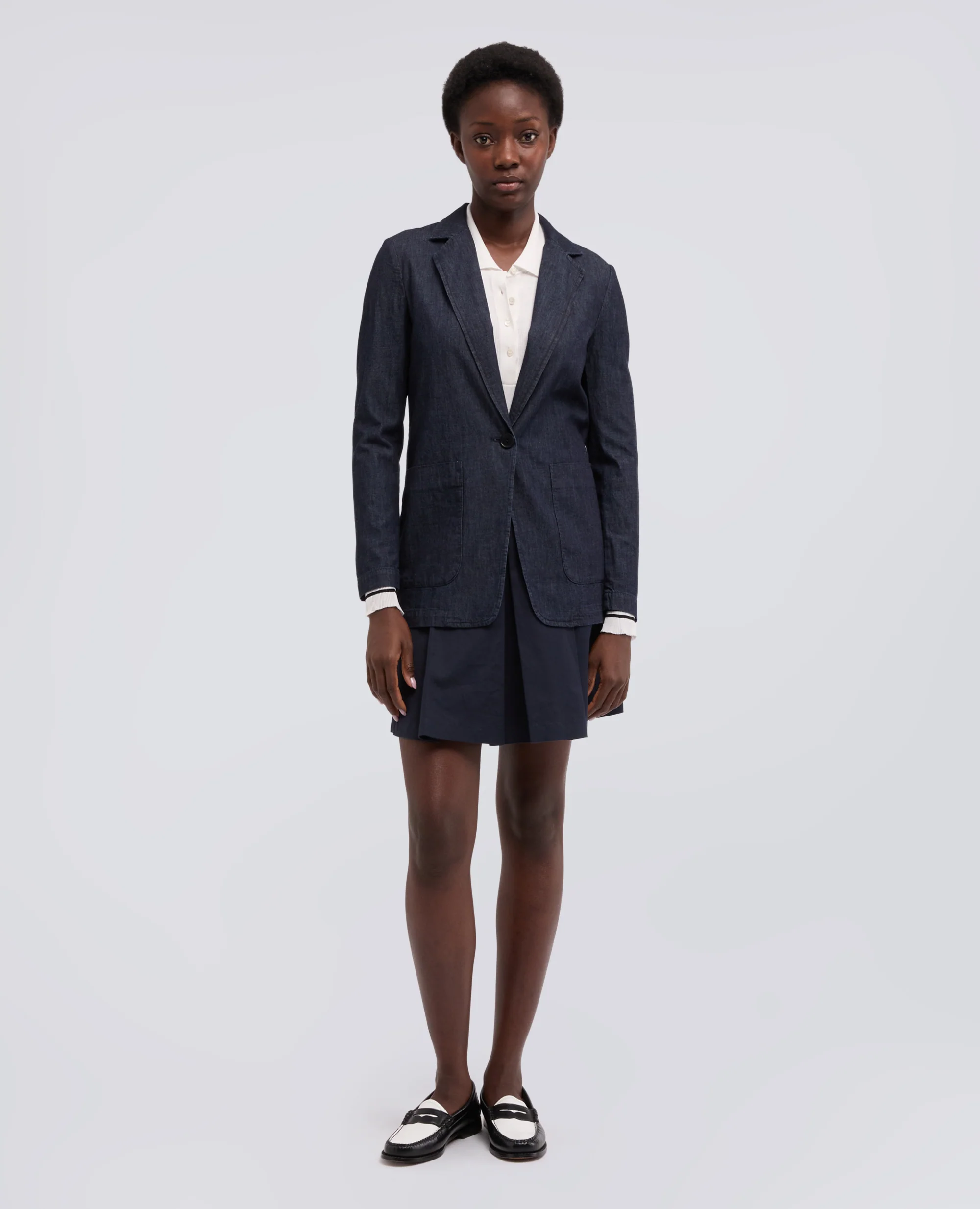 GIACCA MONOPETTO DECOSTRUITA IN DENIM LEGGERO - DENIM SCURO - Image 2