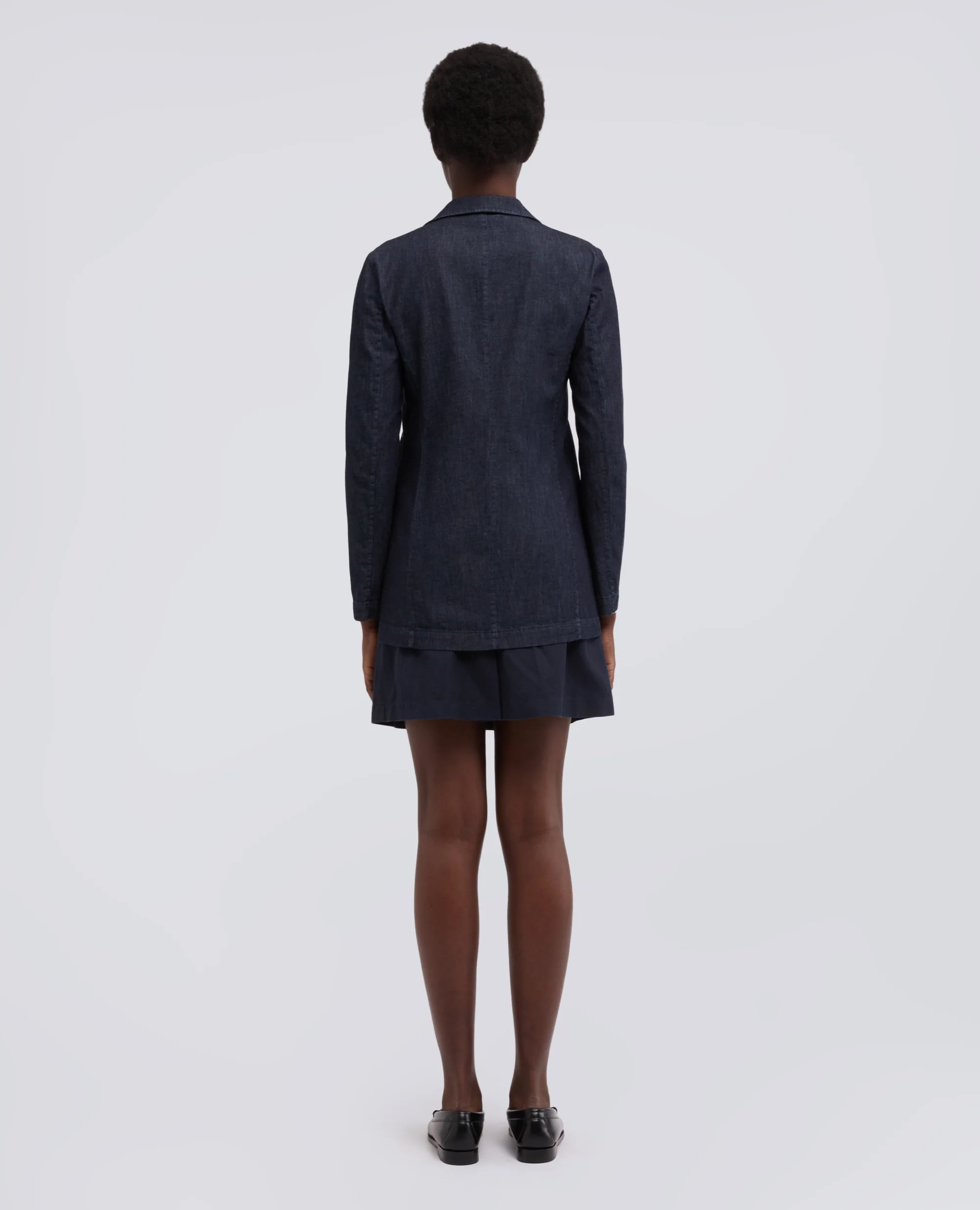 GIACCA MONOPETTO DECOSTRUITA IN DENIM LEGGERO - DENIM SCURO - Image 3