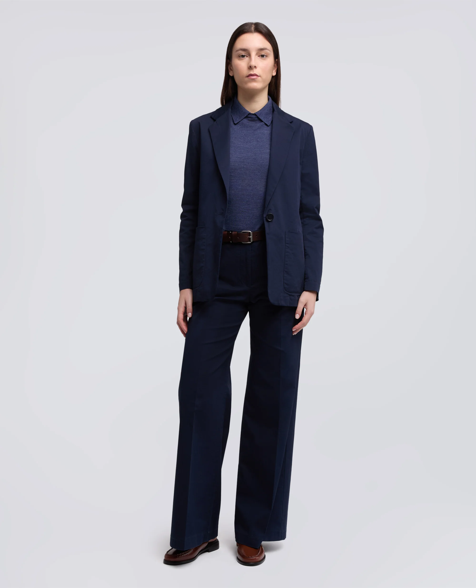 GIACCA MONOPETTO DECOSTRUITA IN TWILL DI COTONE - NAVY - Image 2