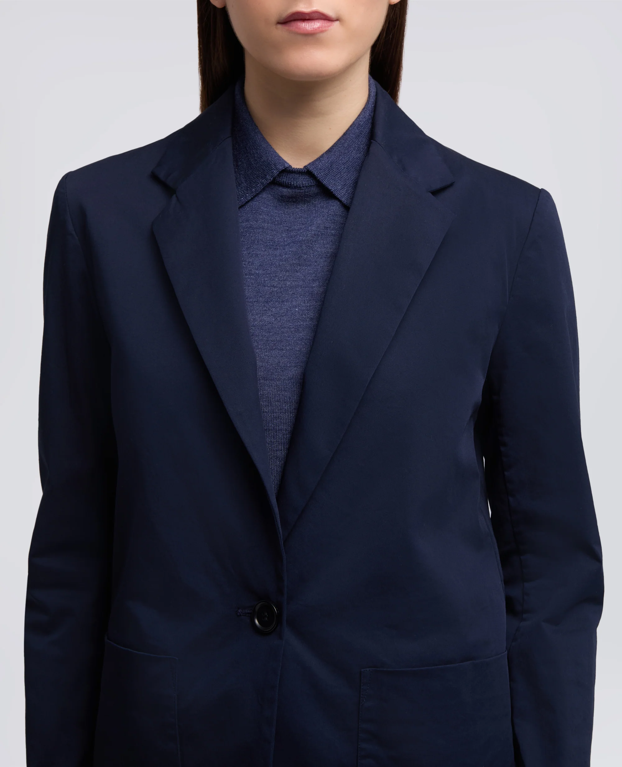 GIACCA MONOPETTO DECOSTRUITA IN TWILL DI COTONE - NAVY - Image 4
