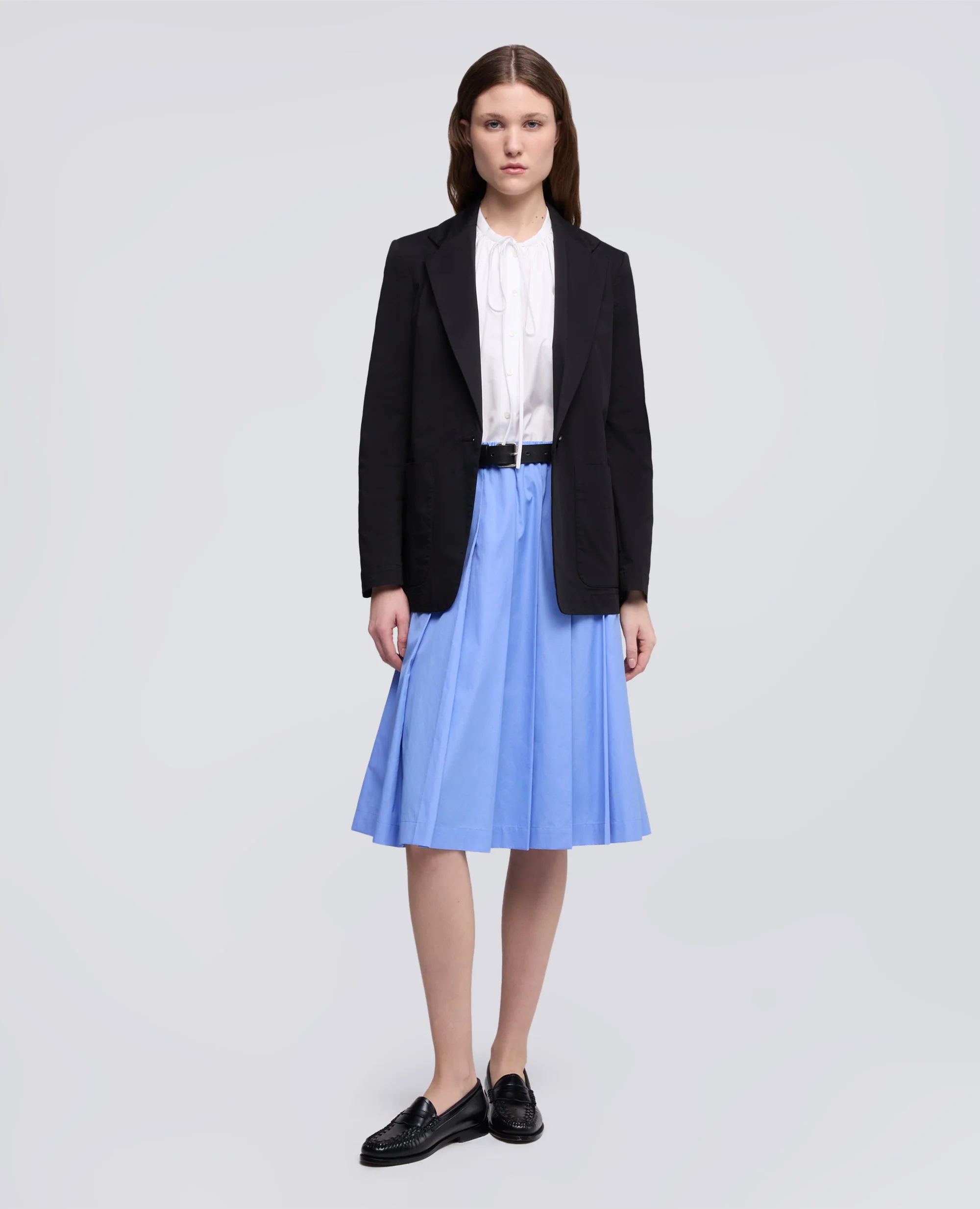 GIACCA MONOPETTO DECOSTRUITA IN TWILL DI COTONE - NERO - Image 2