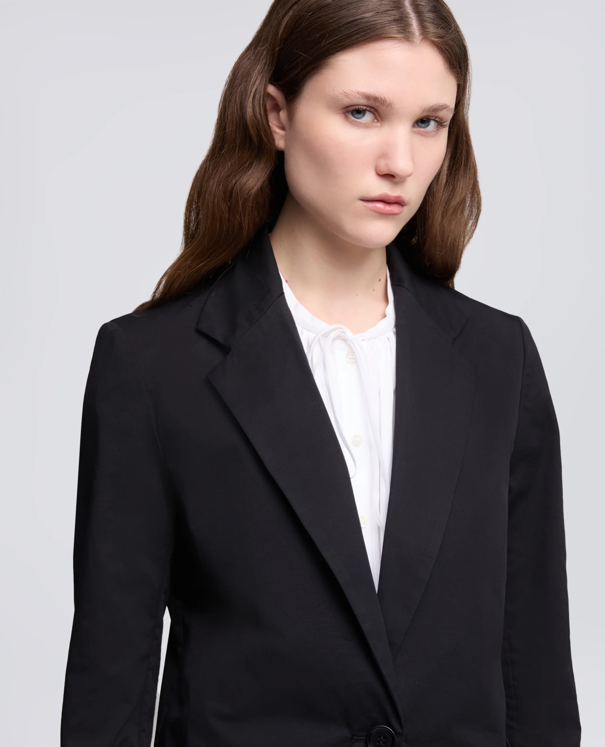 GIACCA MONOPETTO DECOSTRUITA IN TWILL DI COTONE - NERO - Image 4
