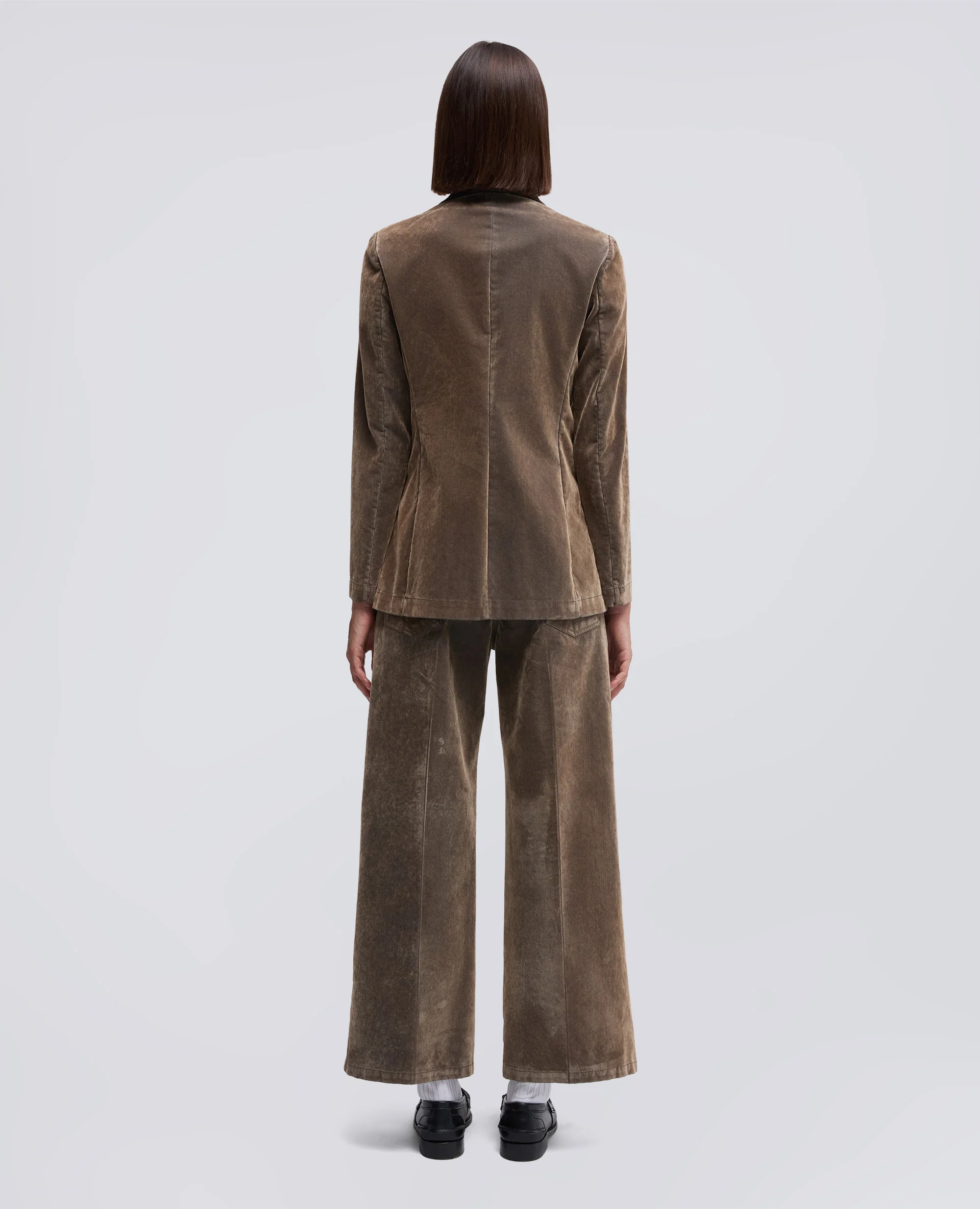 GIACCA MONOPETTO IN DENIM FLOCCATO DELAVE - TORTORA - Image 3