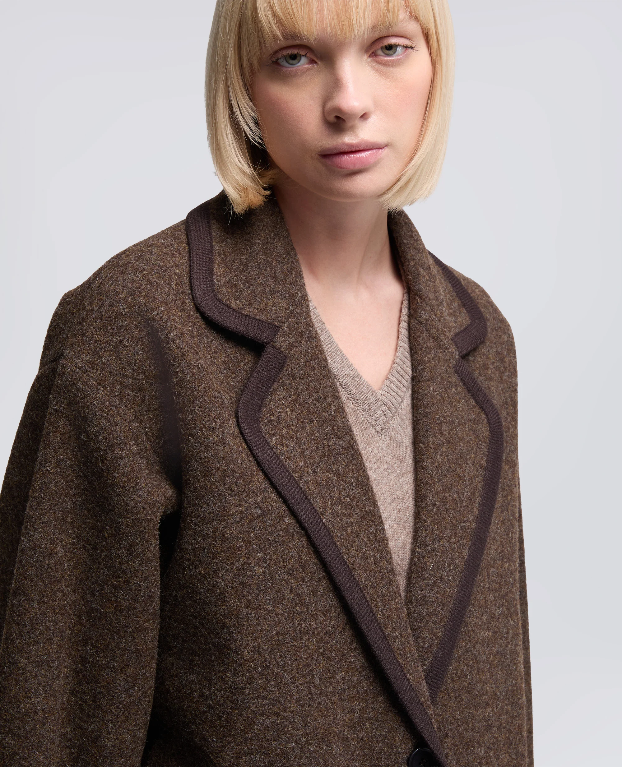 GIACCA IN LANA SHETLAND - MARRONE - Image 4