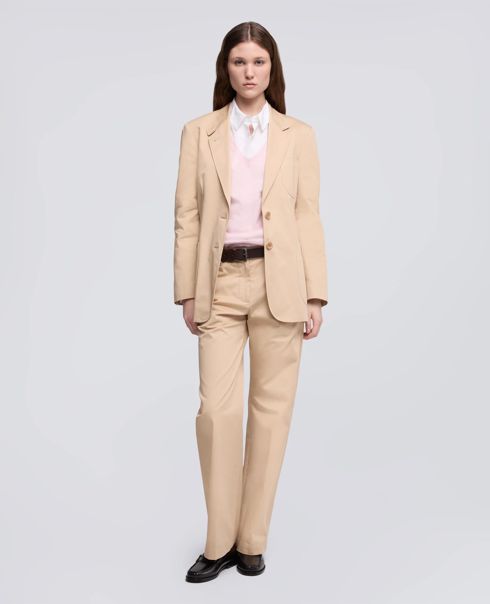 GIACCA MONOPETTO IN TWILL DI COTONE - BEIGE - Image 2