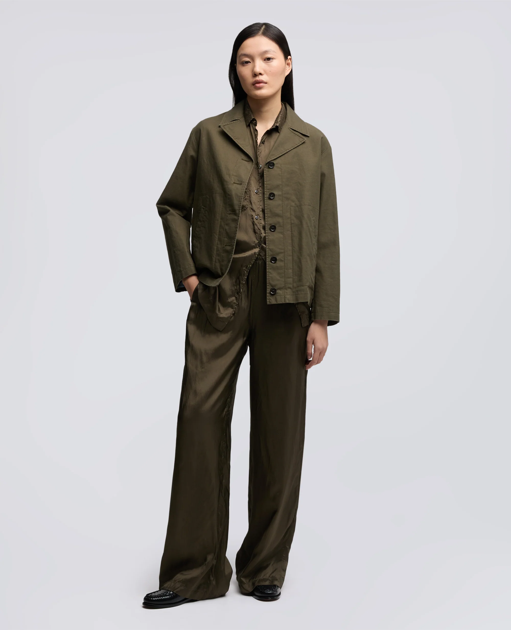 GIACCA IN GABARDINE DI COTONE COMPATTO LAVATO - MILITARE - Image 2