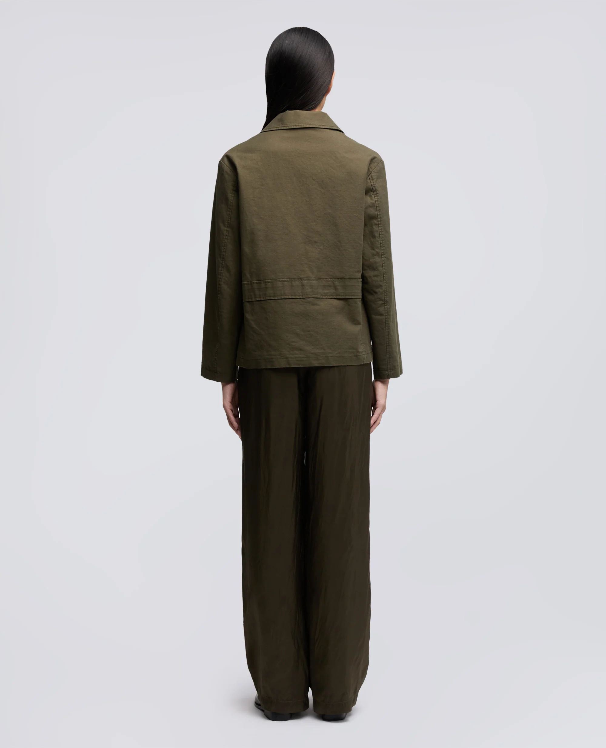 GIACCA IN GABARDINE DI COTONE COMPATTO LAVATO - MILITARE - Image 3