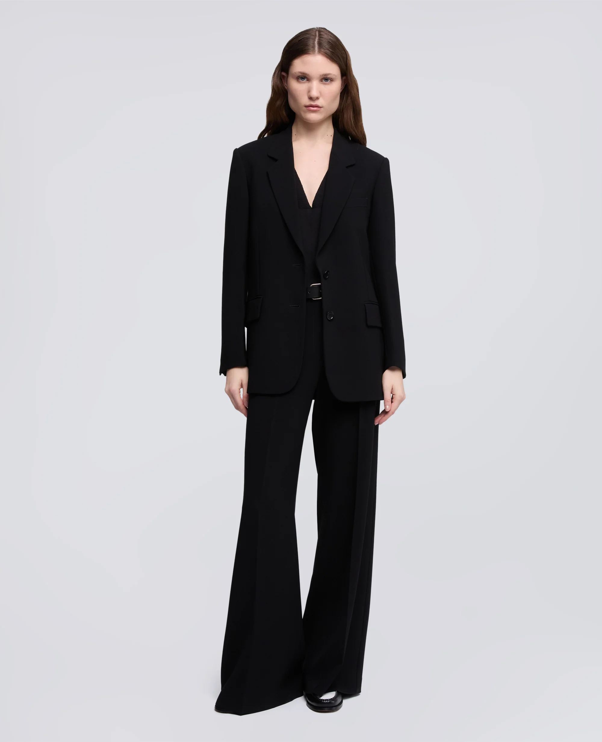 GIACCA MONOPETTO IN CADY CREPE IN TRIACETATO POLIESTERE - NERO - Image 2