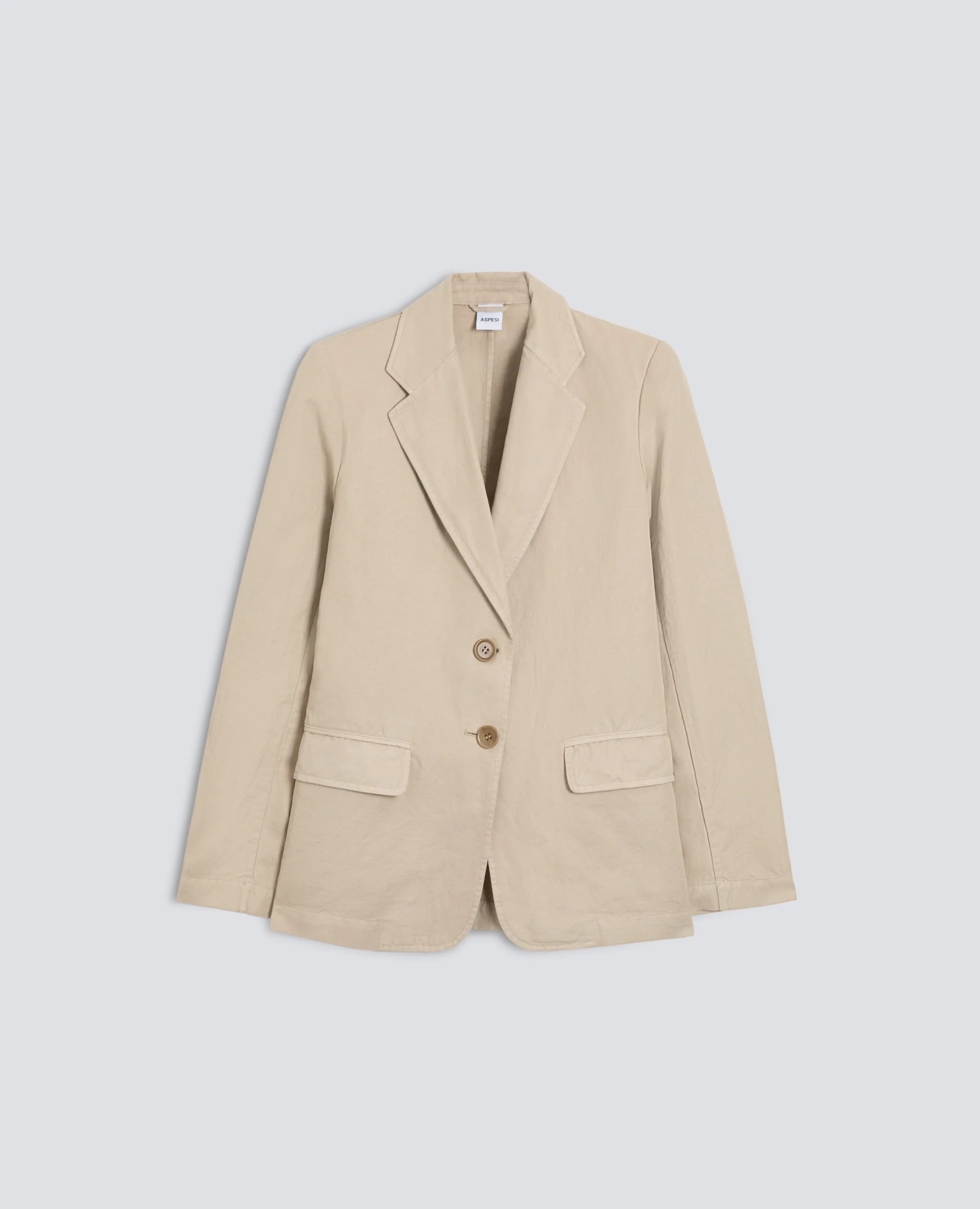 GIACCA MONOPETTO DECOSTRUITA IN GABARDINA COTONE E LINO TINTO CAPO - BEIGE