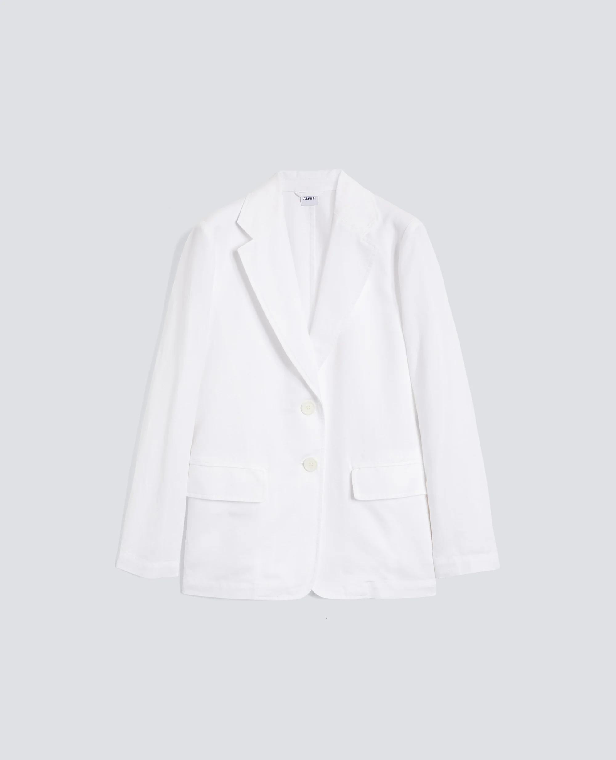 GIACCA MONOPETTO DECOSTRUITA IN GABARDINA COTONE E LINO TINTO CAPO - BIANCO