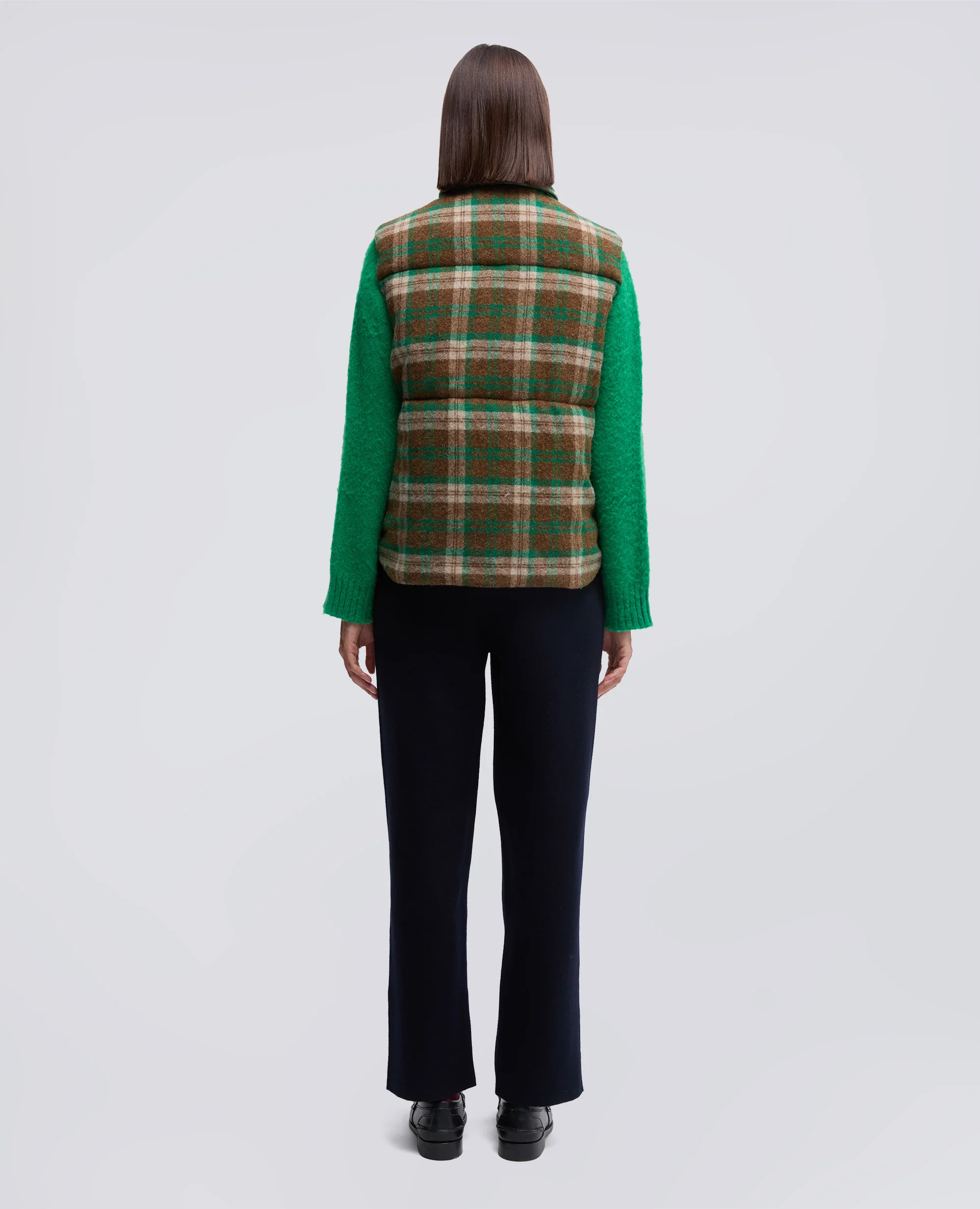 GILET IN LANA SHETLAND - CHECK VERDE - Image 3