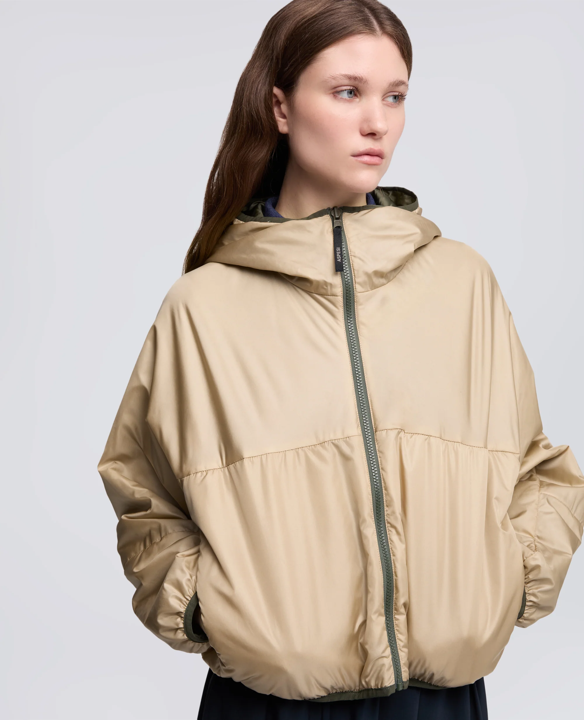 GIUBBOTTO REVERSIBILE BICOLORE IN NYLON - VERDE+BEIGE - Image 5