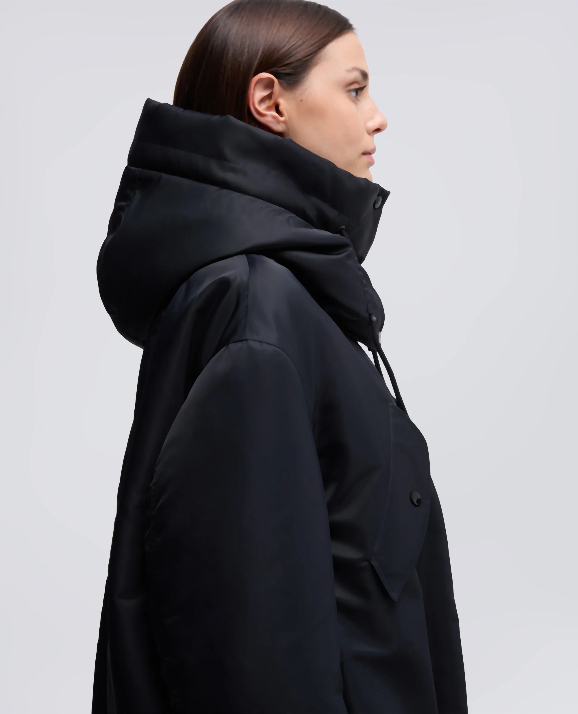BOMBER IN RASO CON CAPPUCCIO - NERO - Image 4