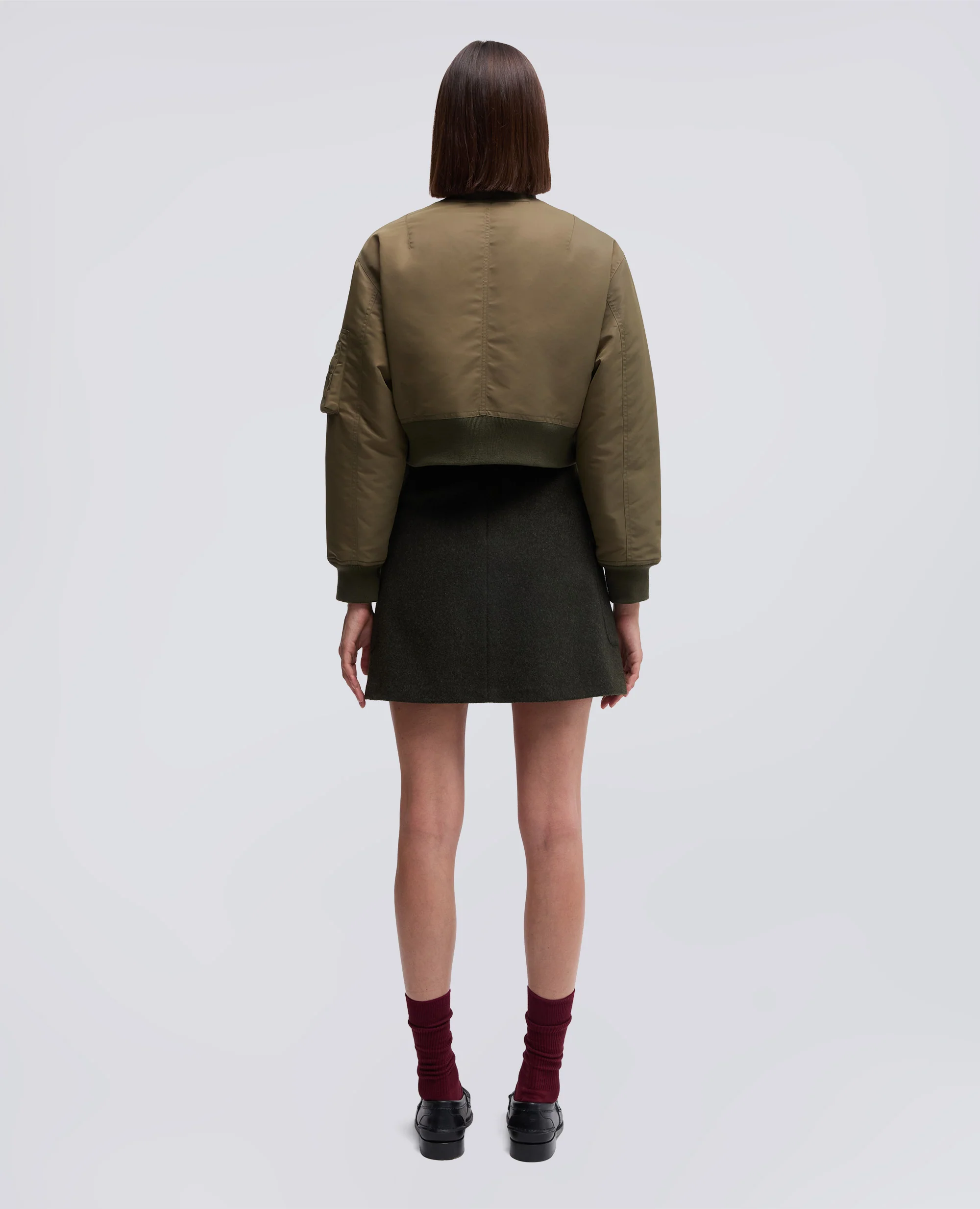 GIUBBOTTO BOMBETTA CROPPED IN TAFFETA - MILITARE - Image 3