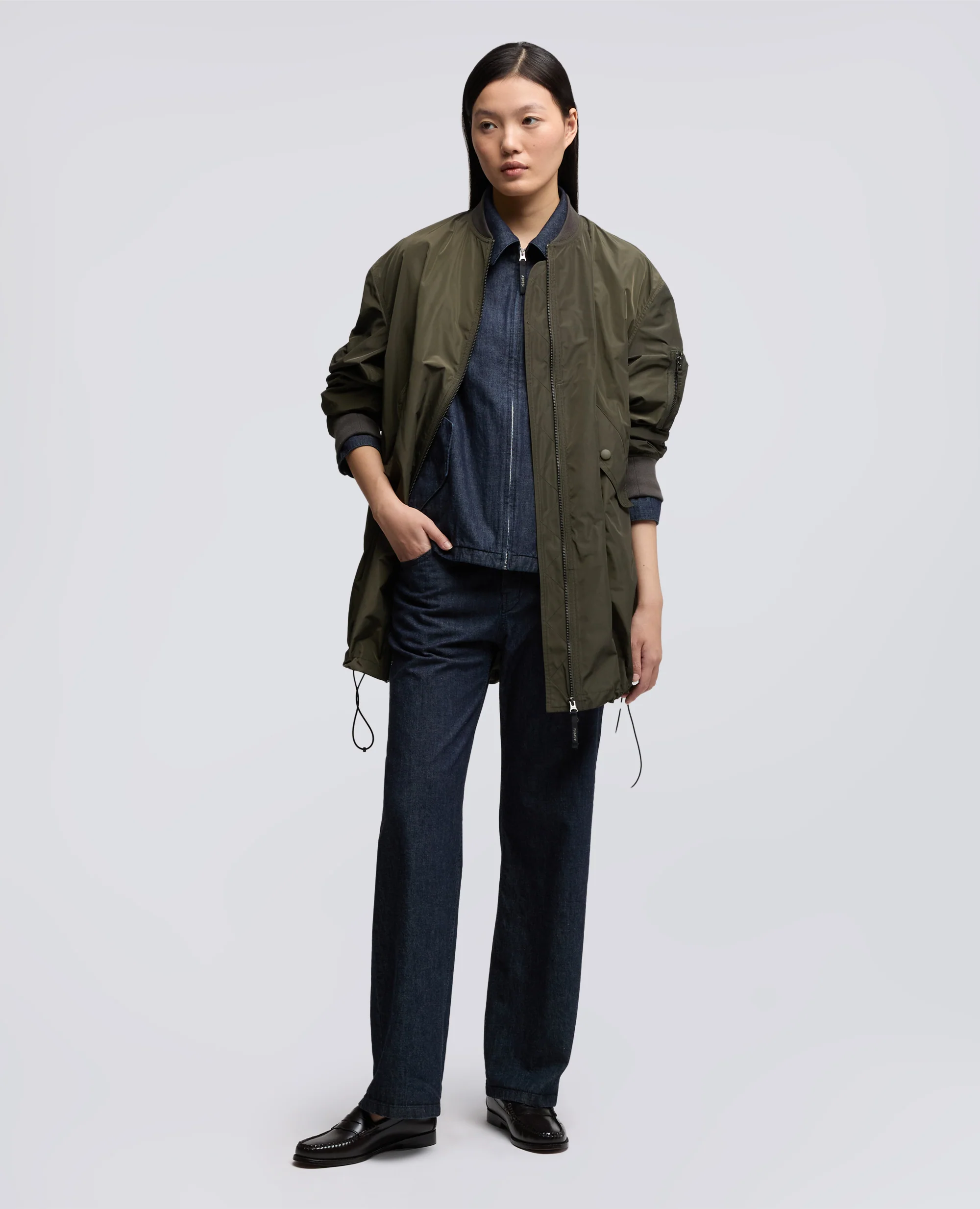 GIUBBOTTO/BOMBER IN POLIESTERE TECNICO - MILITARE - Image 2