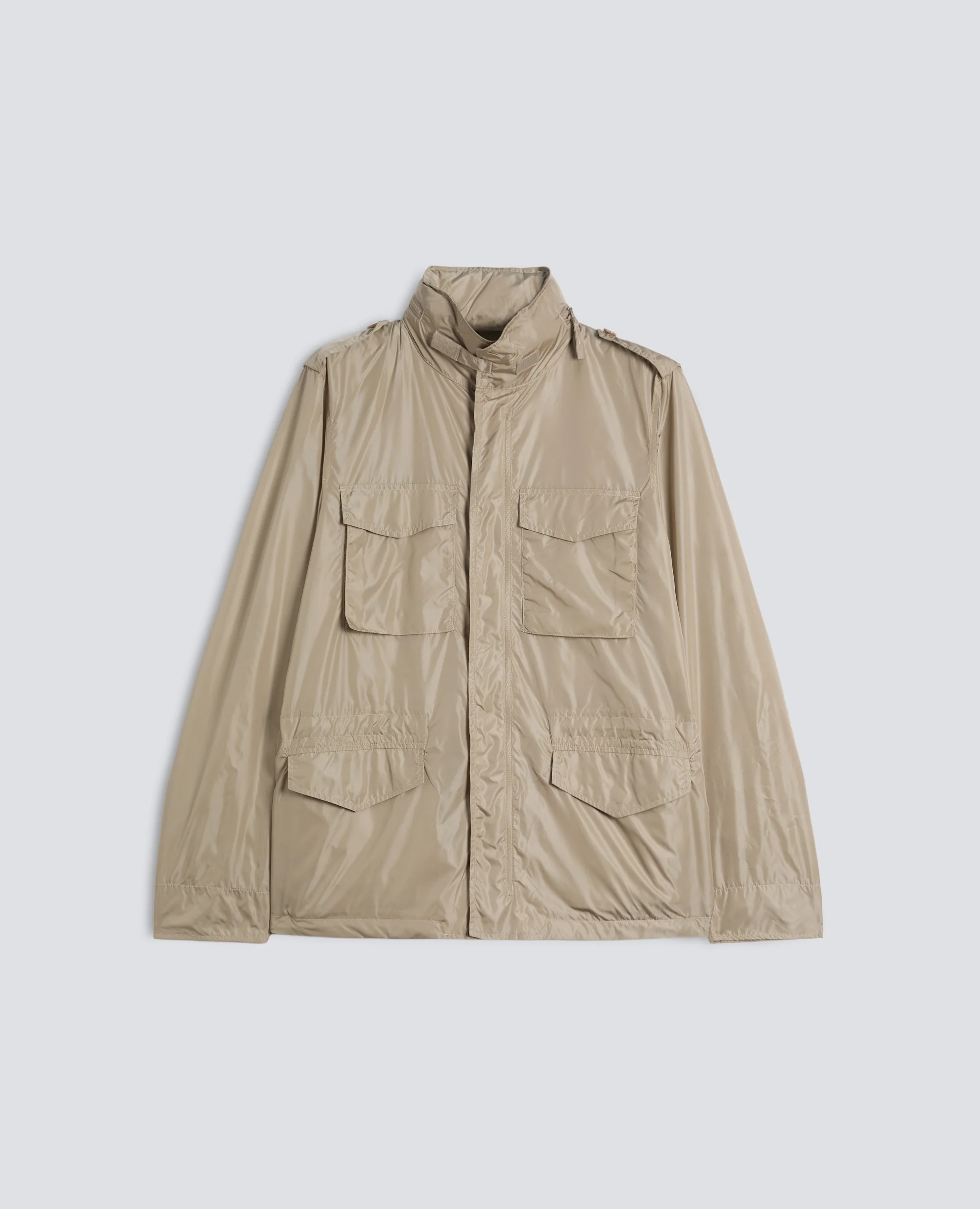 GIUBBOTTO MINI FIELD IN NYLON CON CAPPUCCIO STACCABILE - GHIACCIO
