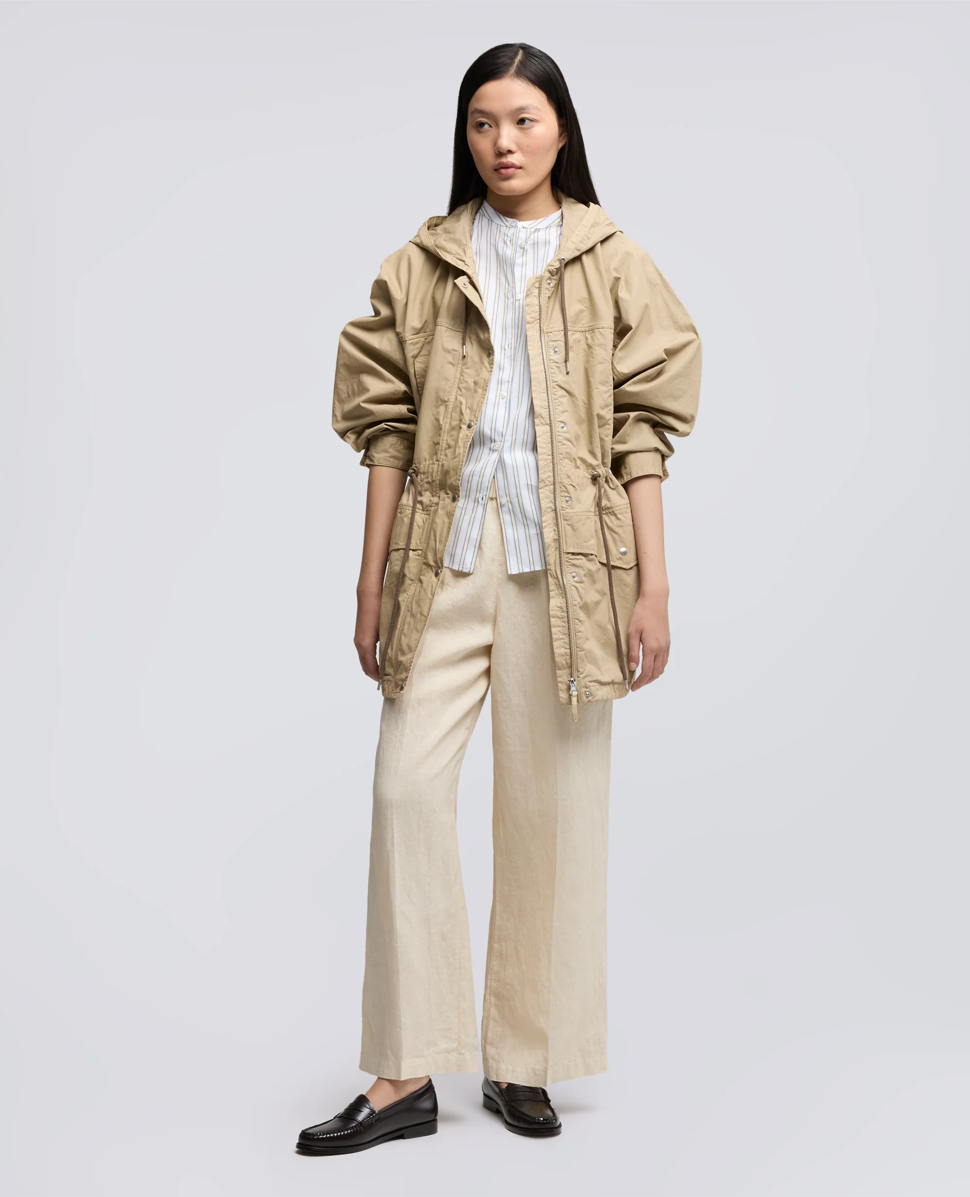 PARKA IN TELA DI COTONE TINTO CAPO - BEIGE - Image 2