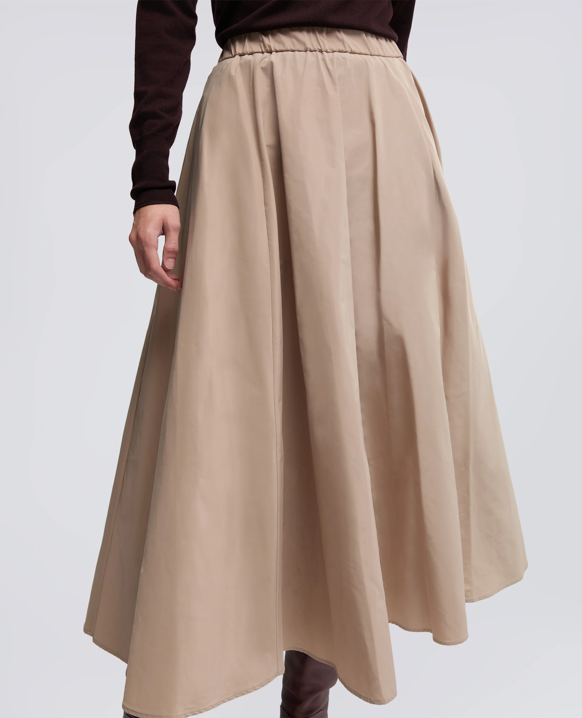 GONNA MIDI CON PIEGHE - BEIGE - Image 4