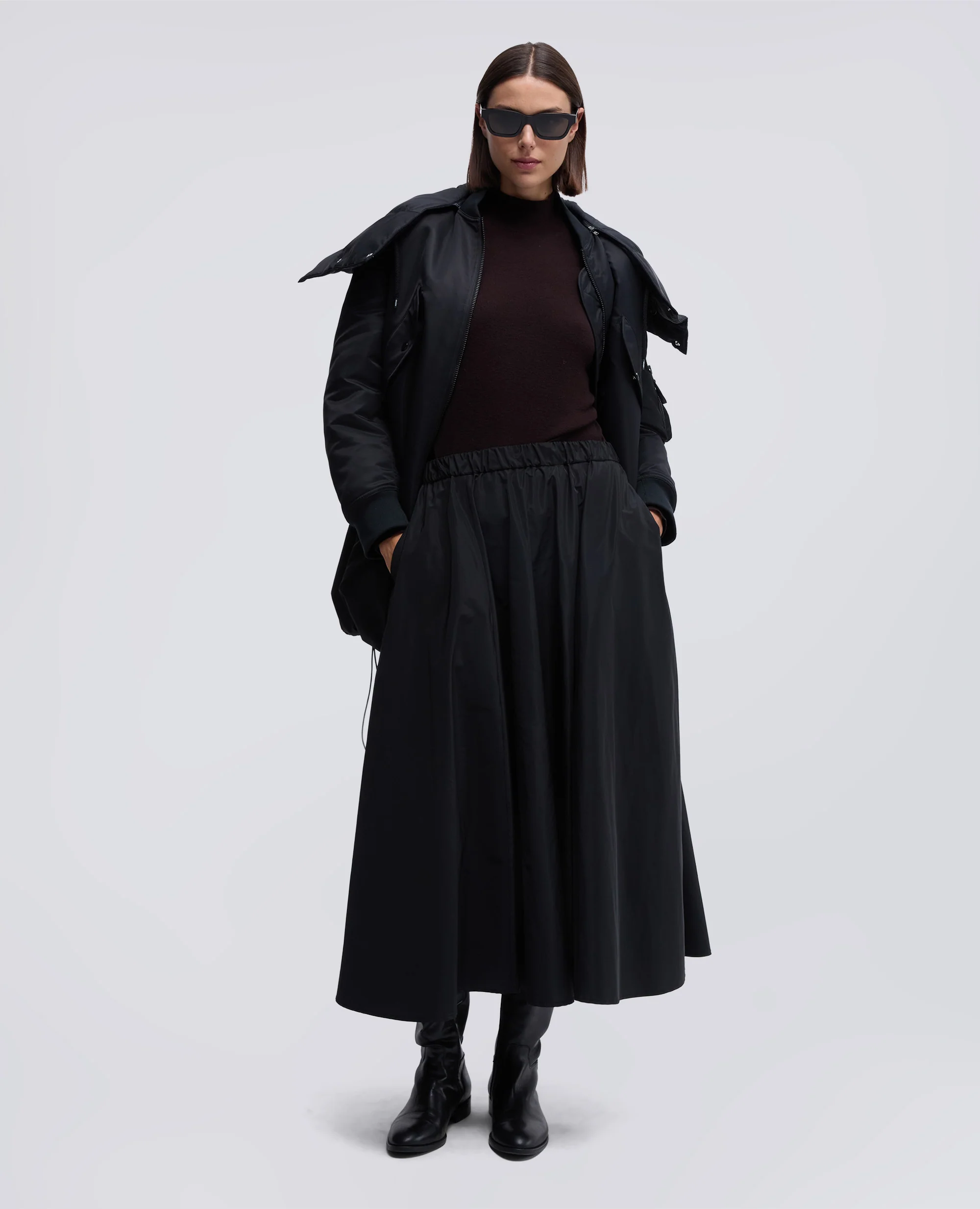 GONNA MIDI CON PIEGHE - NERO - Image 2