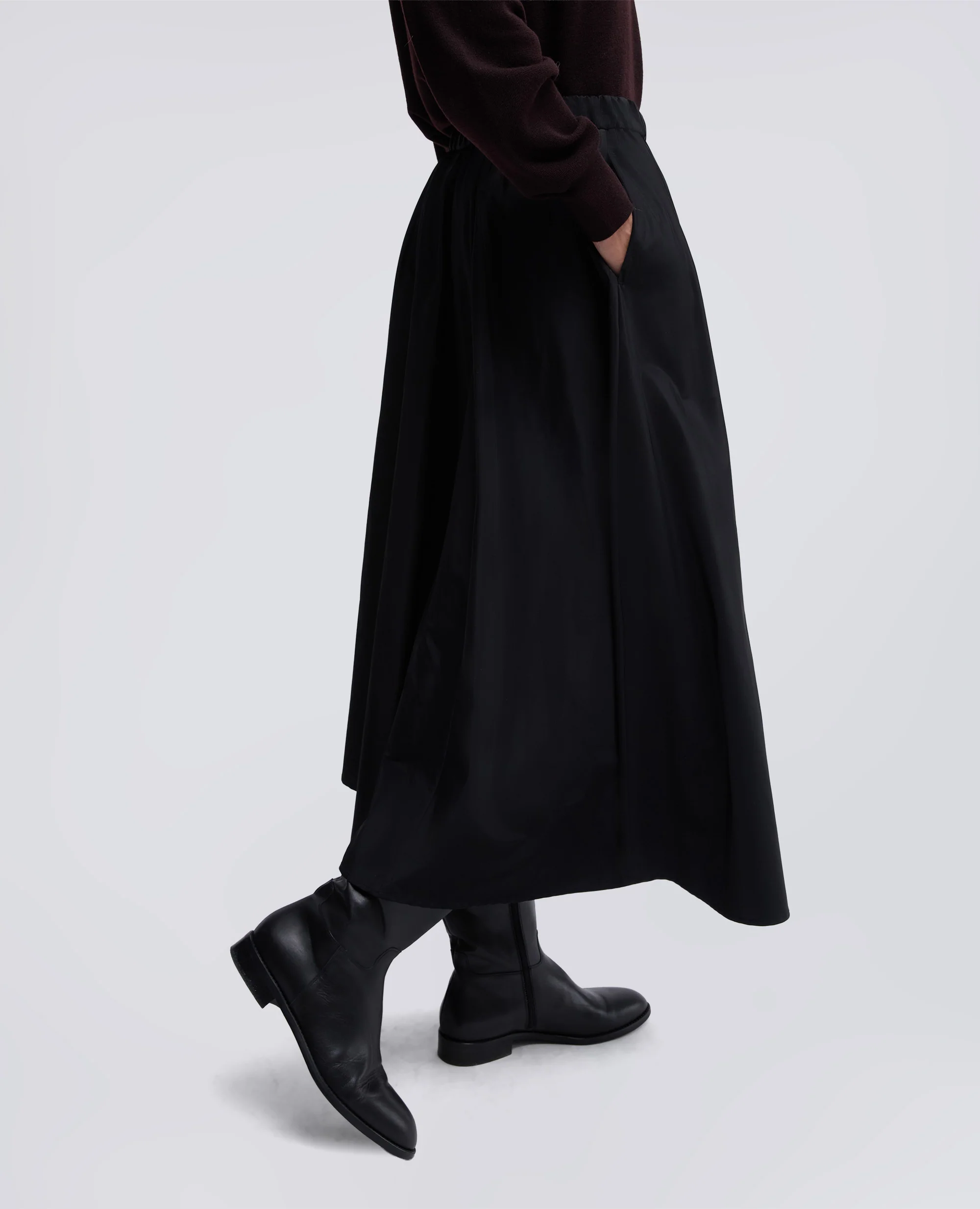 GONNA MIDI CON PIEGHE - NERO - Image 4
